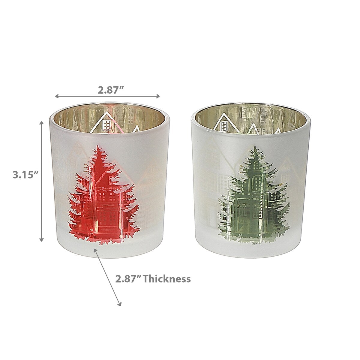 Glass Tealight Holders Tree - Set of 2 - Multi