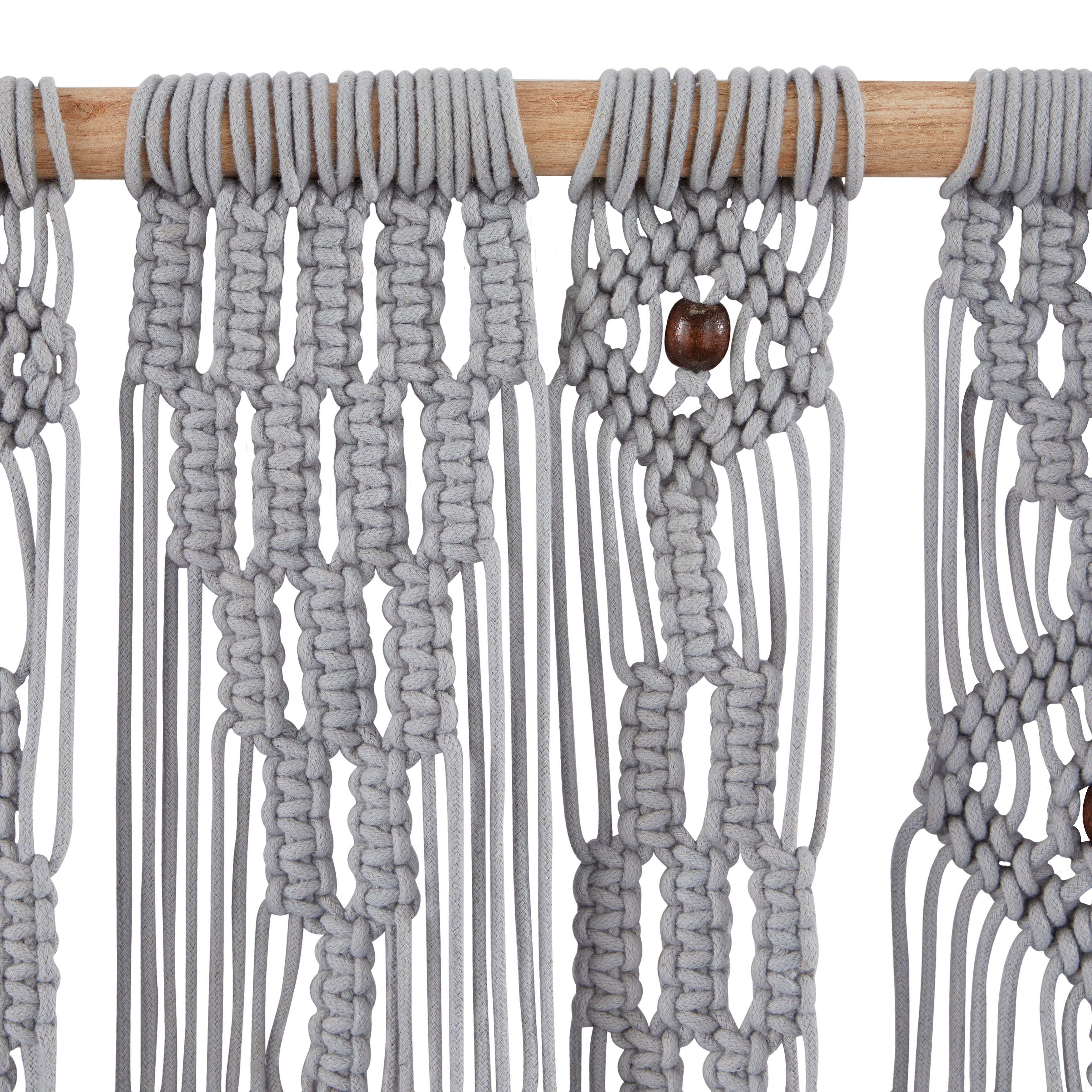 Cotton Handmade Intricately Weaved Macrame Wall Decor with Beaded Fringe Tassels - Gray or Cream