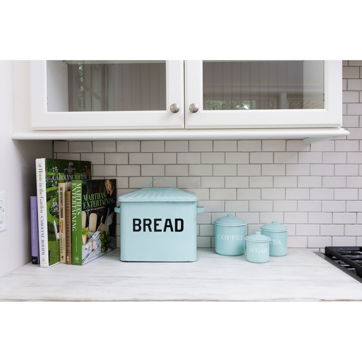 Enameled Metal Bread Box with Bread Message