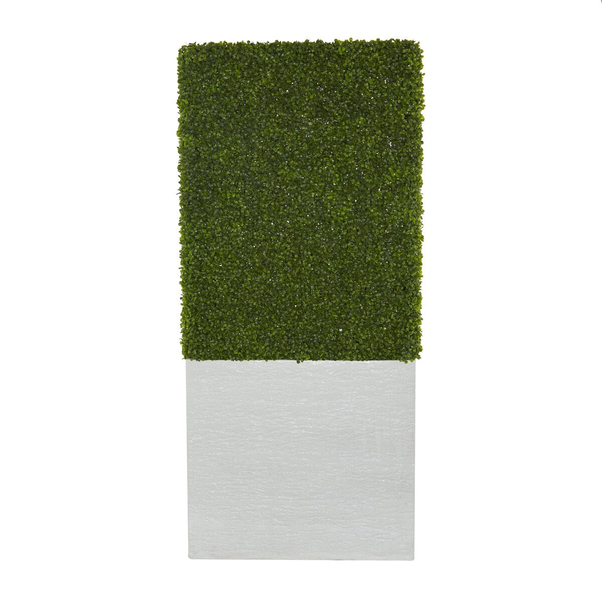 Faux Foliage Boxwood Hedge Tall Topiary with Realistic Leaves and Black or White Planter Box - Green - Roche River Decor