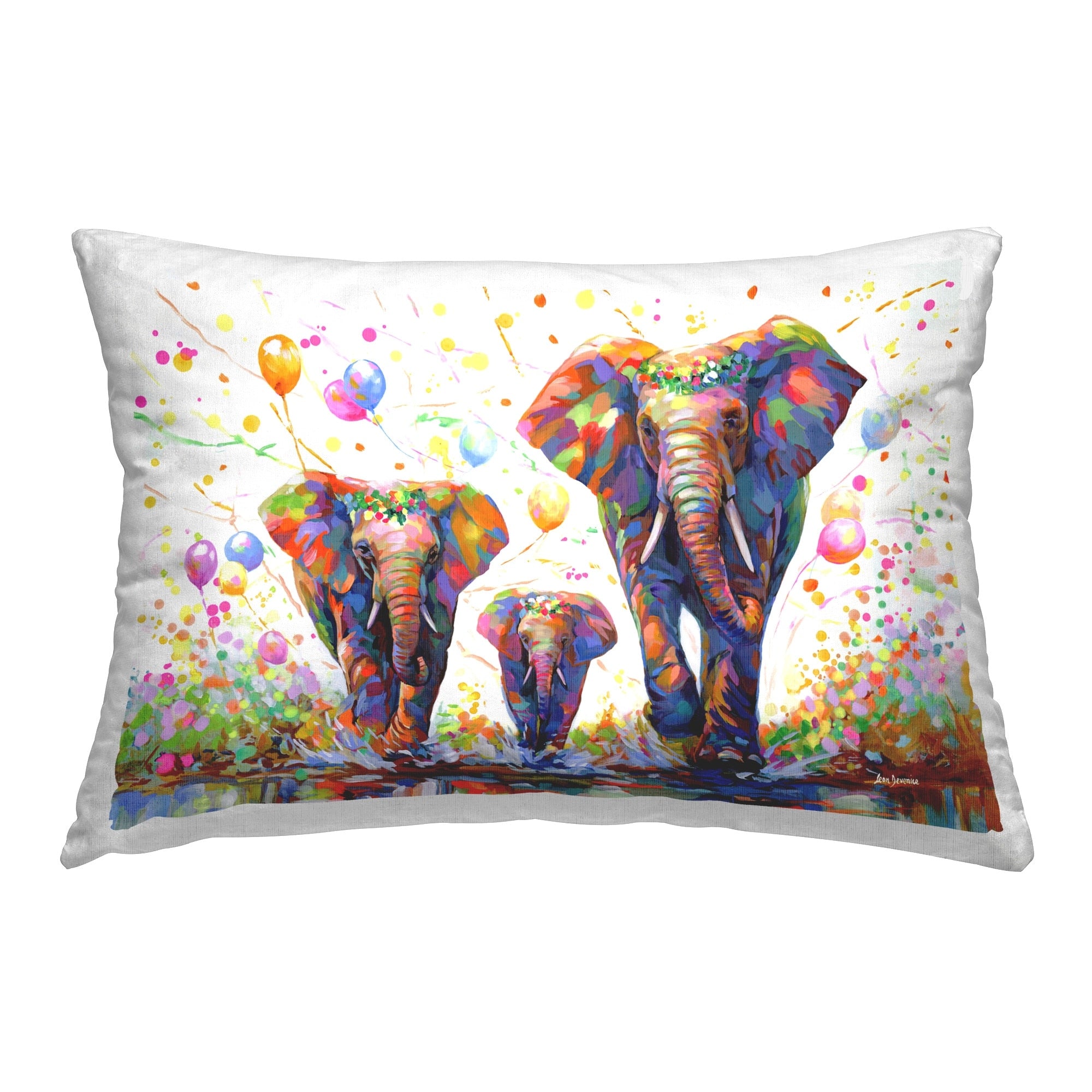 Stupell Elephants & Celebration Balloons Decorative Printed Throw Pillow Design by Leon Devenice