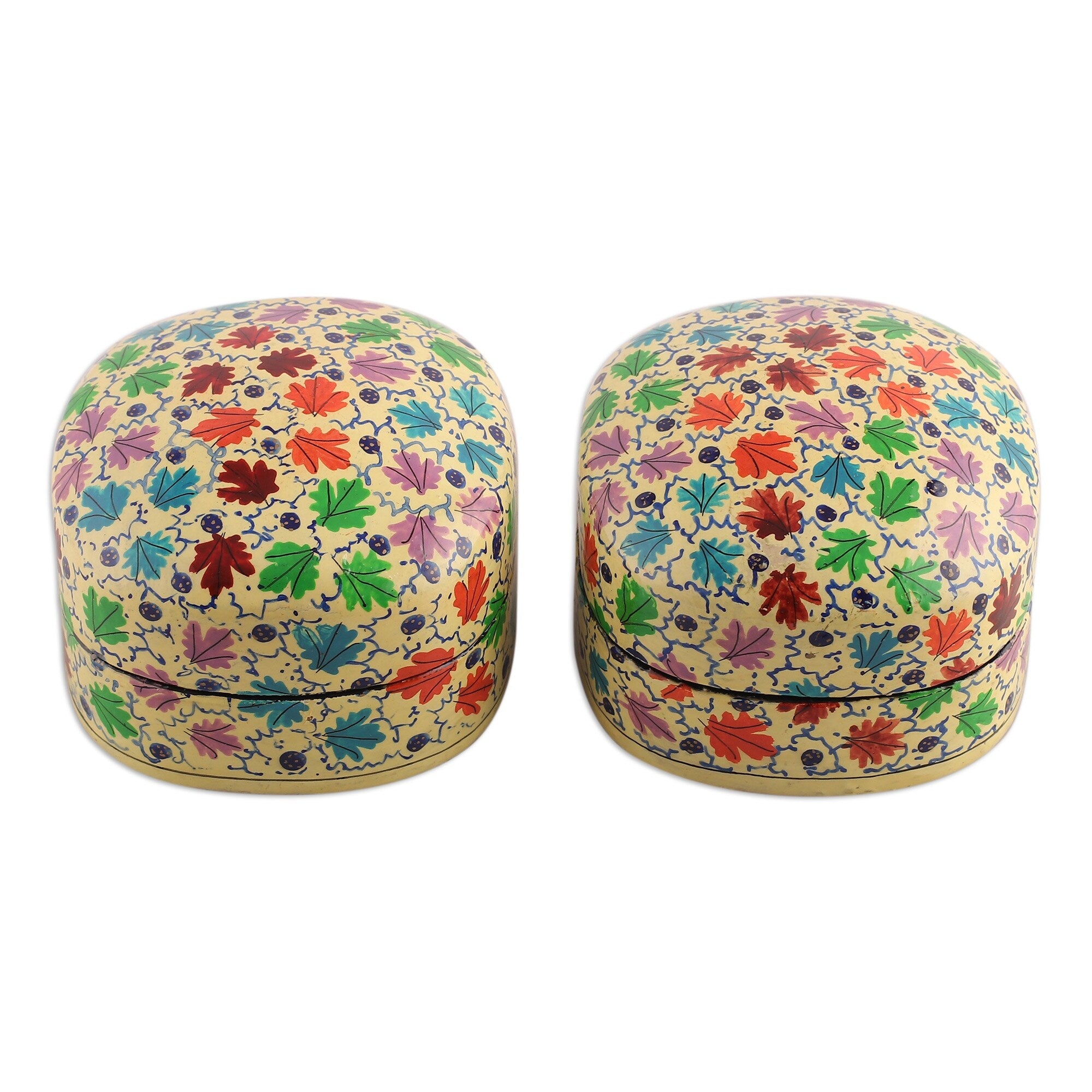 Novica Handmade Chinar Bliss Papier Mache And Wood Decorative Boxes (Pair)