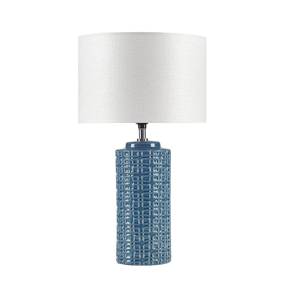 Gracie Mills Litzy Blue Geometric Ceramic Table Lamp - 11.81 Dia x 20.08H 5.12 Dia