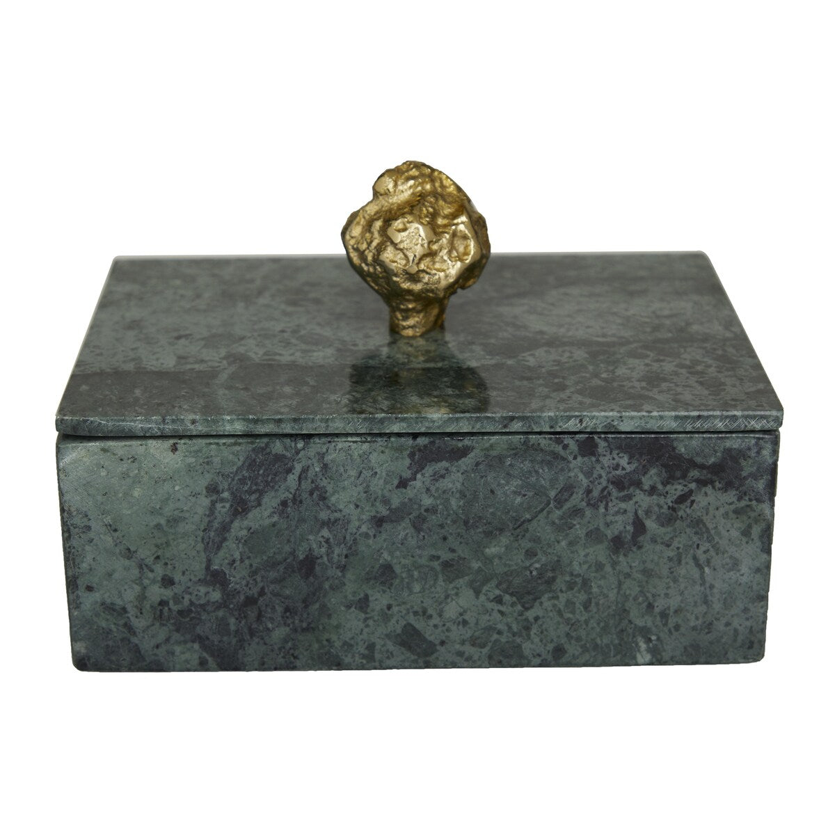 Marble Decorative Box with Gold Final or Textured Aluminum Knobs Set of 3 Green - Roche River Décor