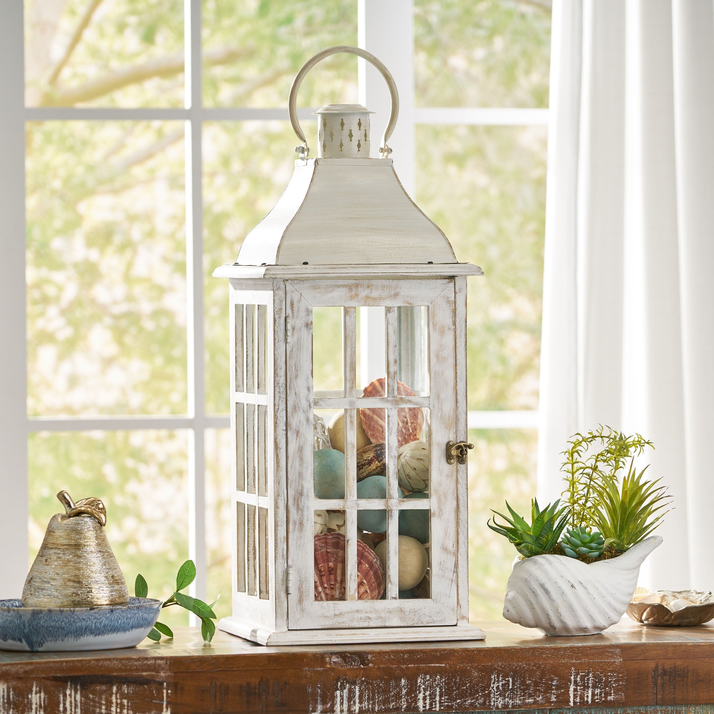 Hooven Indoor Mango Wood Handcrafted Decorative Lantern by Christopher Knight Home