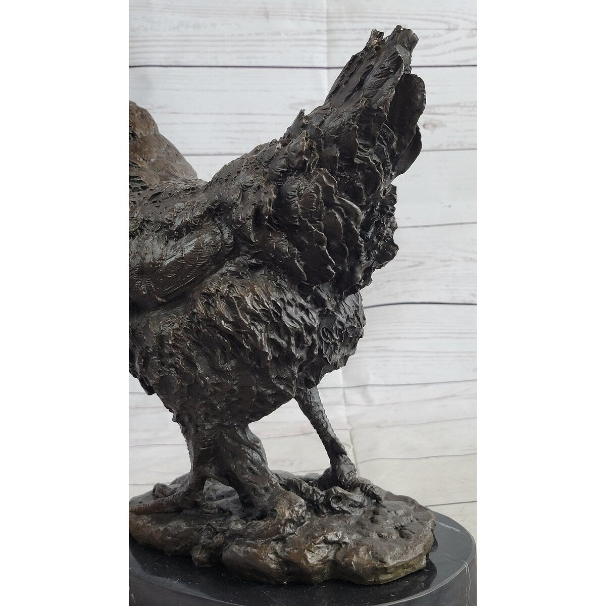 Bronze Sculpture Large Chicken Rooster Farm Animal Home Decor Marble Figurine