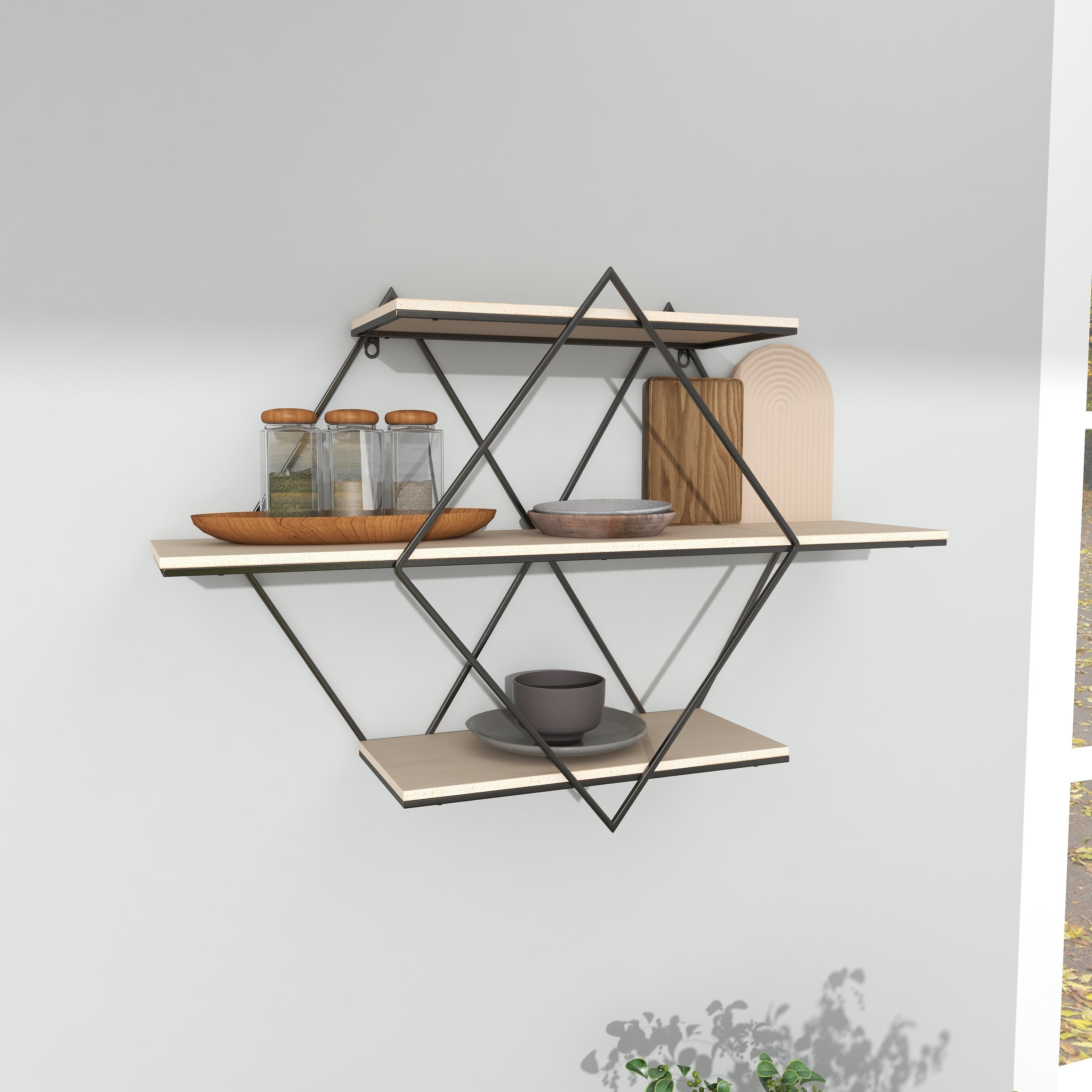 Brown MDF Contemporary Wall Shelf 20 x 30 x 7 - 30 x 7 x 20