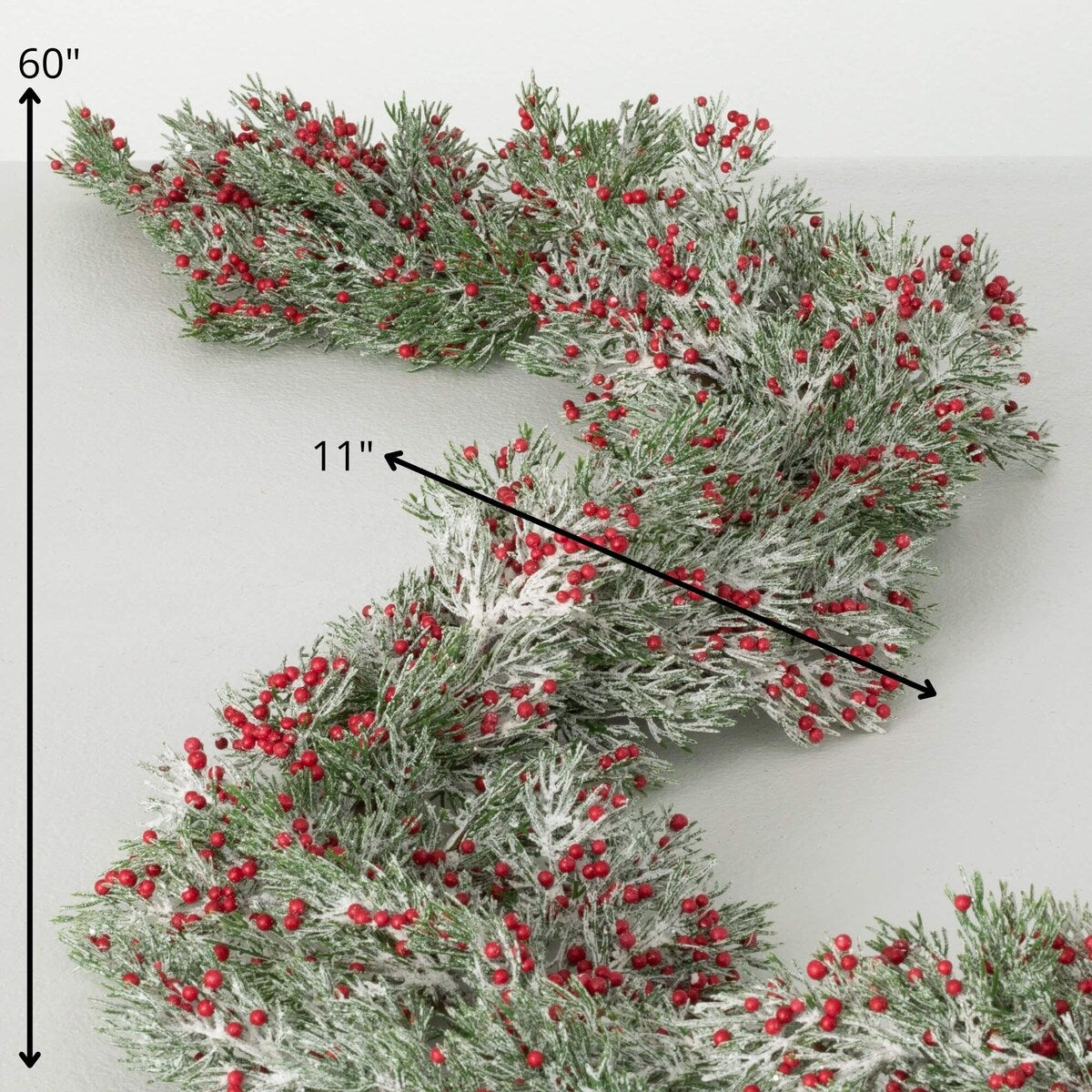 60L Sullivans Artificial Christmas Cedar Red Berry Garland, Green-Red