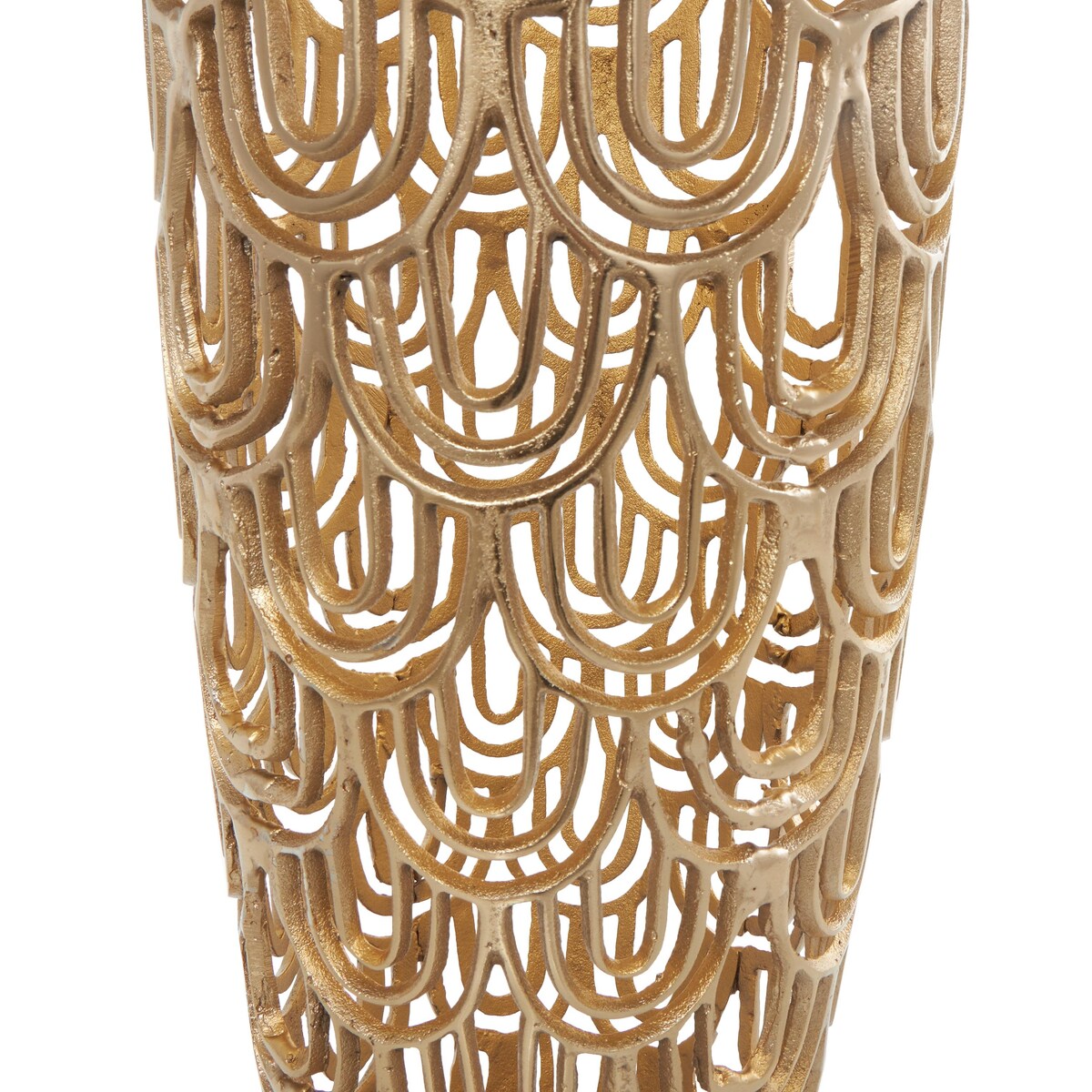 Aluminum Metal Geometric Tall Art Deco Inspired Arched Decorative Vase - Gold or Silver - Roche River Decor