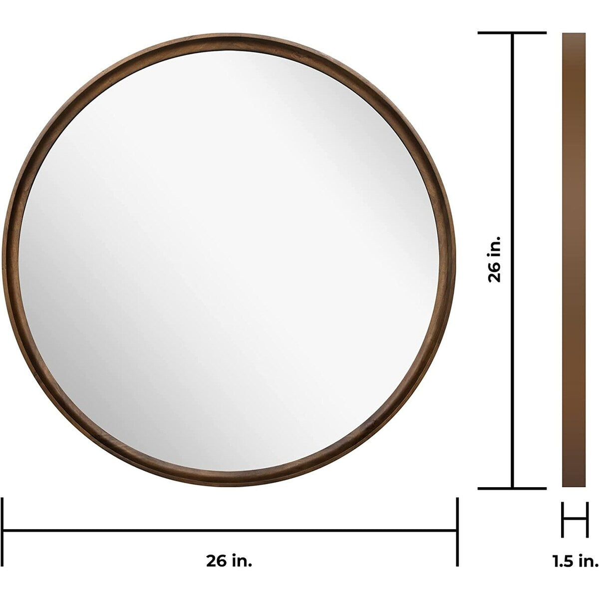 Classic Wooden Frame Farmhouse Round Wall Mirror