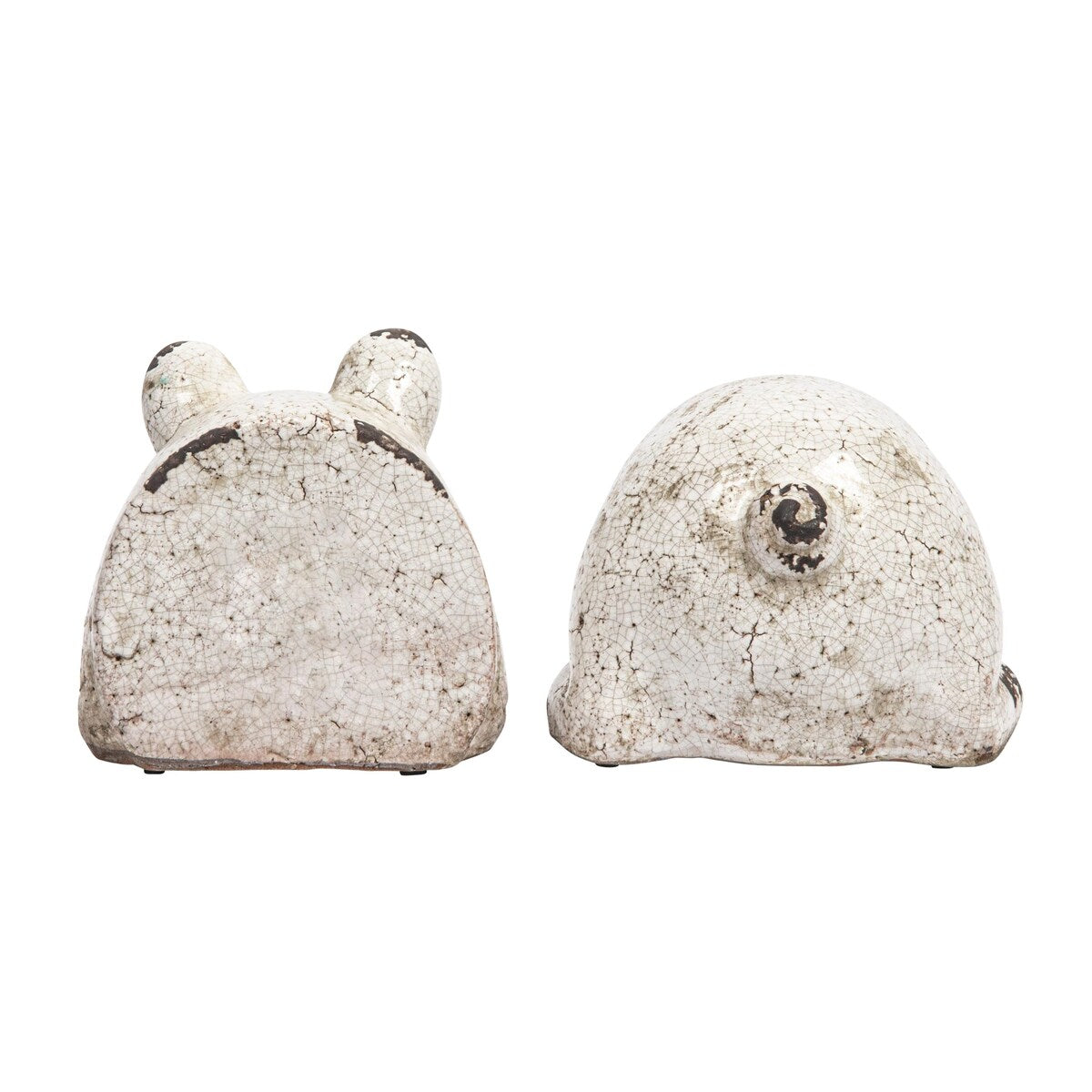 Distressed White Pig Shaped Terracotta Bookends