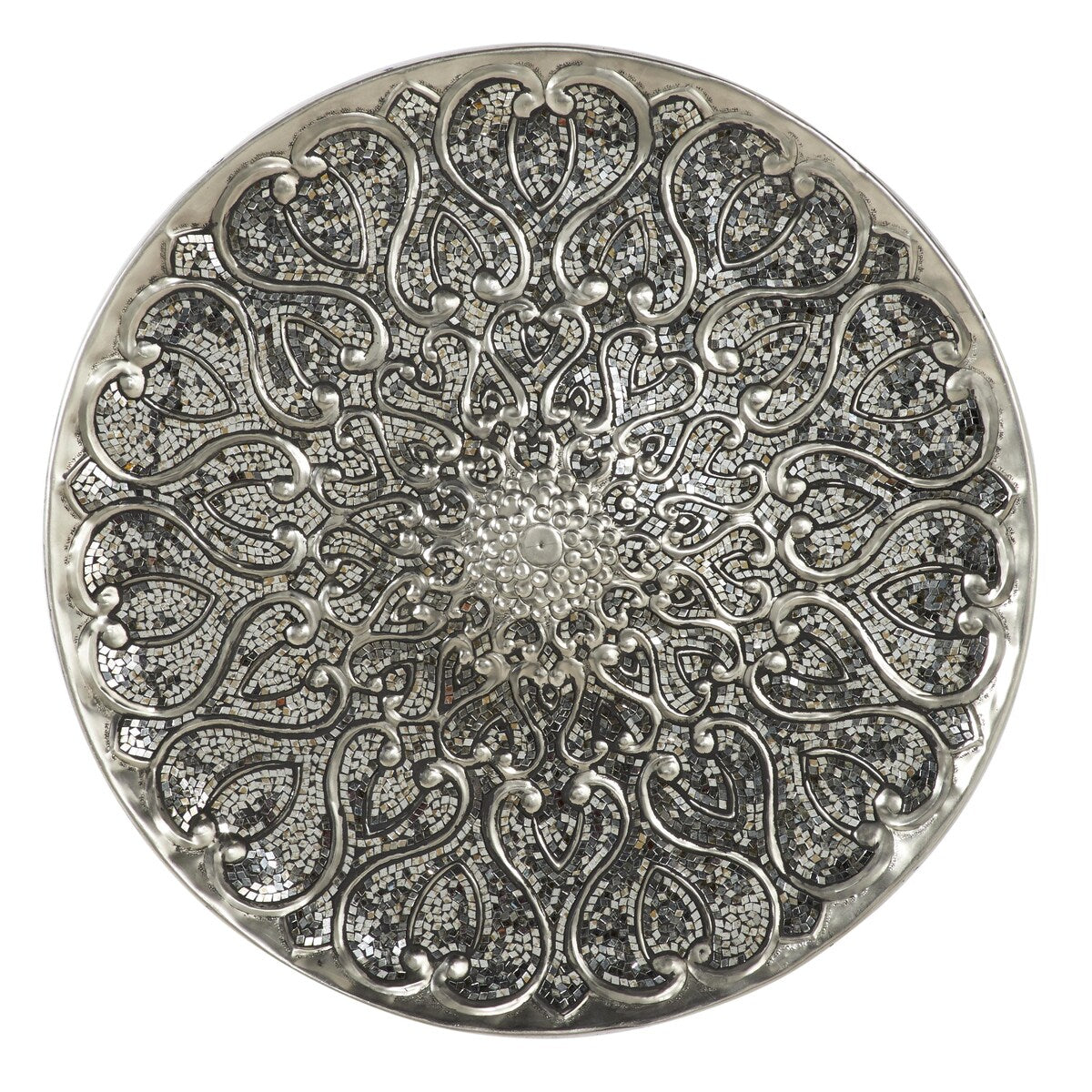 Metal Plate Home Wall Decor with Embossed Details - Silver - Roche River Decor