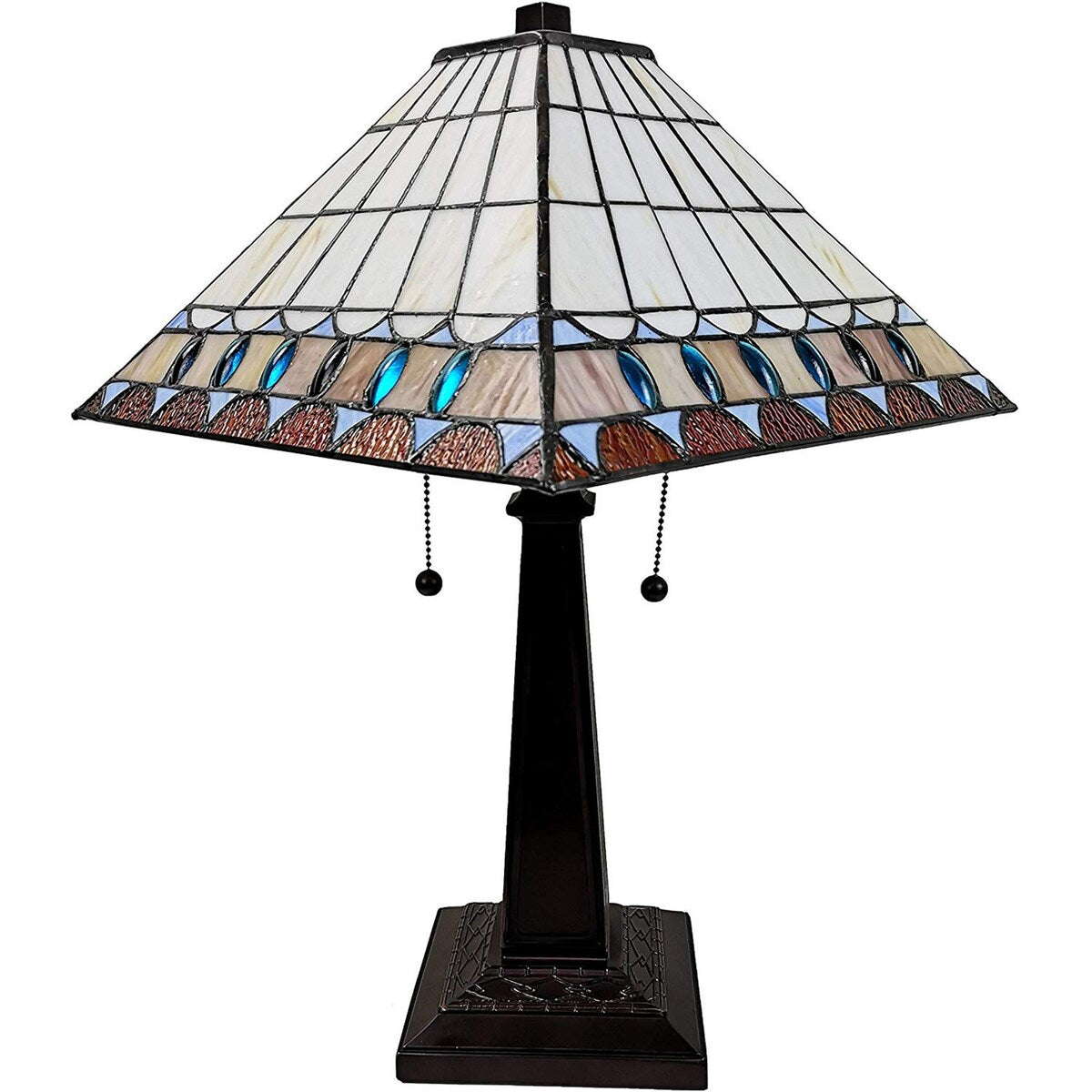 Tiffany Style Mission Jeweled Table Lamp Amora Lighting