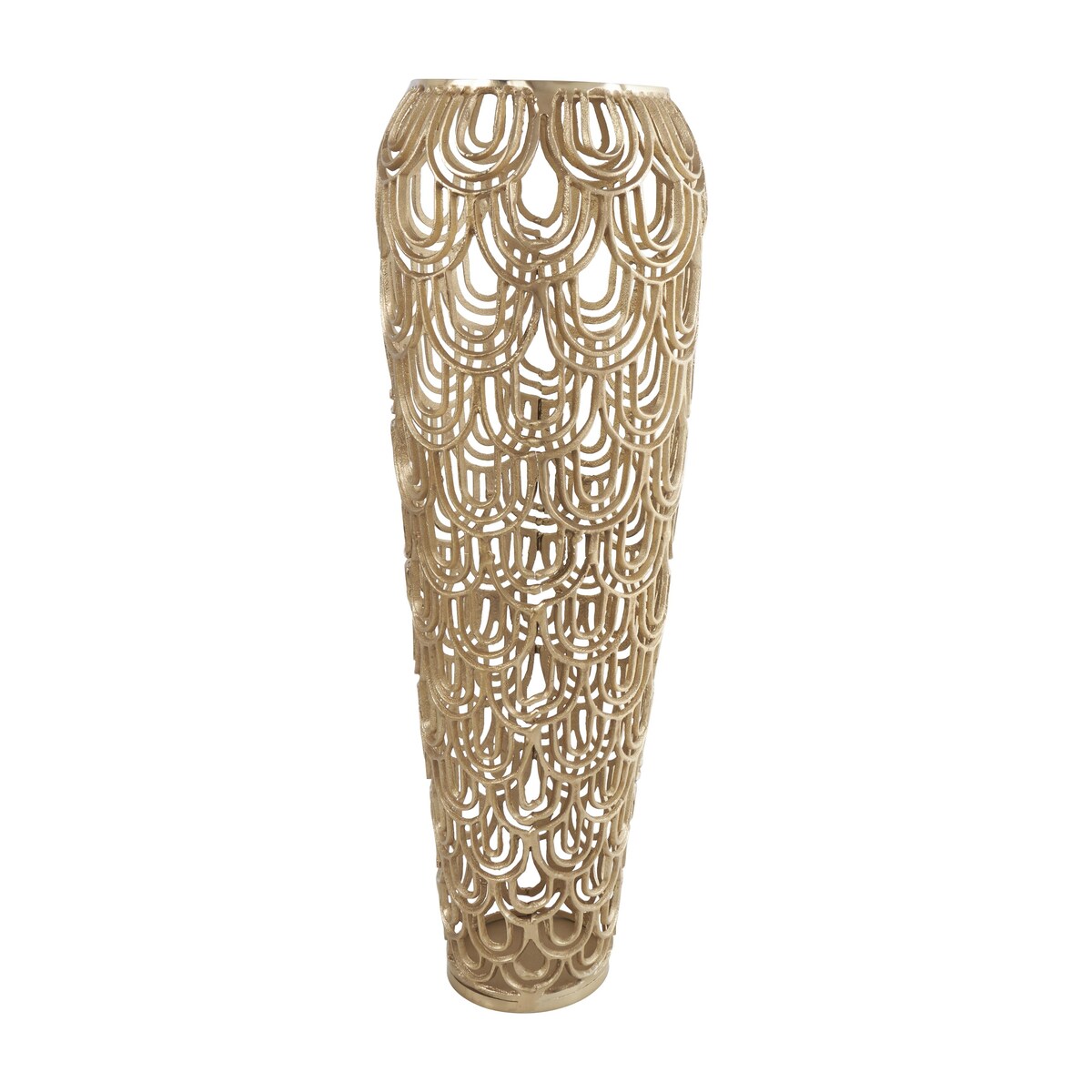 Aluminum Metal Geometric Tall Art Deco Inspired Arched Decorative Vase - Gold or Silver - Roche River Decor