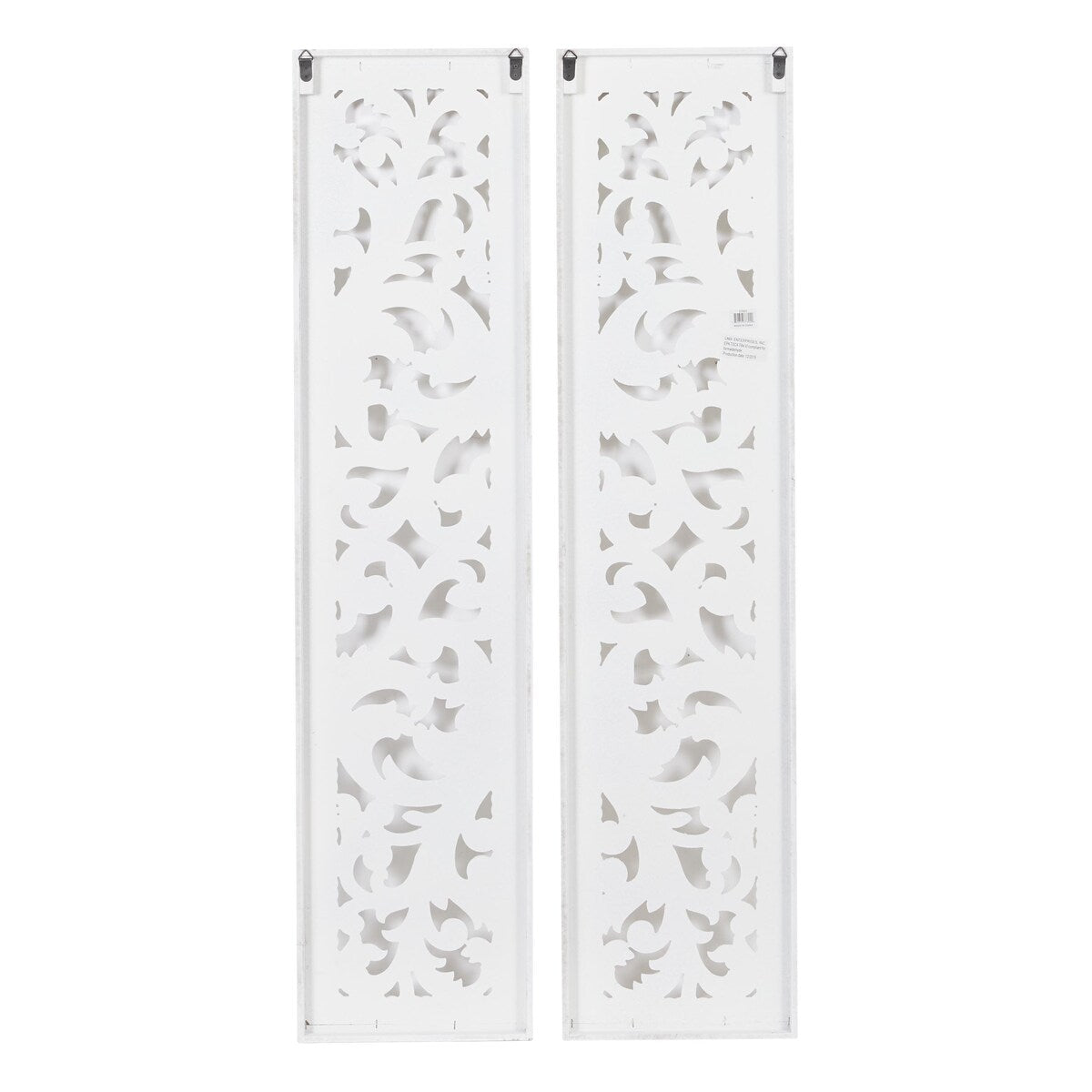 Wood Scroll Handmade Slim Distressed Carved Panel Home Wall Decor - Set of 2 White - Roche River Decor