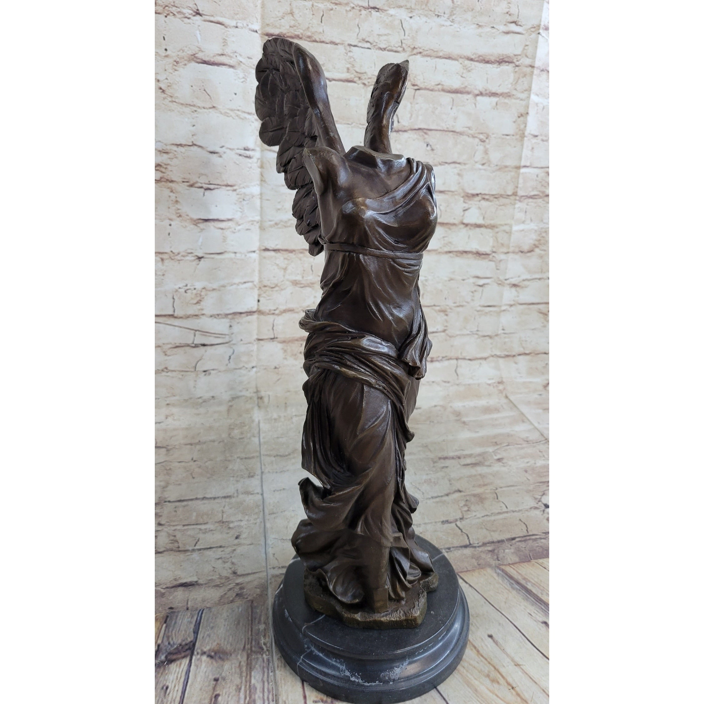 Winged Nike Samothrace Bronze Sculpture Marble Base Hot Cast Figurine Figure Art