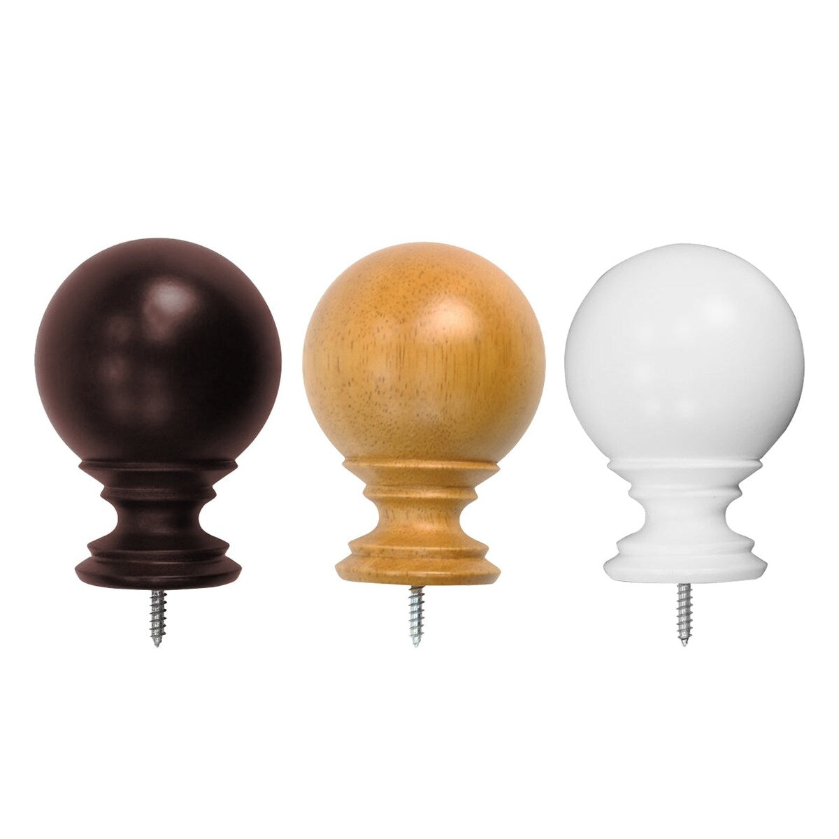 Mix & Match Wood Finials for Wood Curtain Rod (2-Pack)