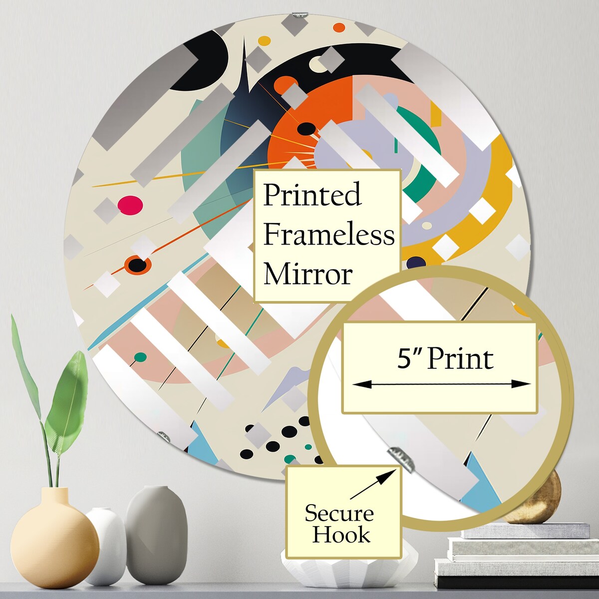 Designart Divine Secrets Retro Abstract Illustration II - Modern Abstract Geometric Diamond Decorative Mirror