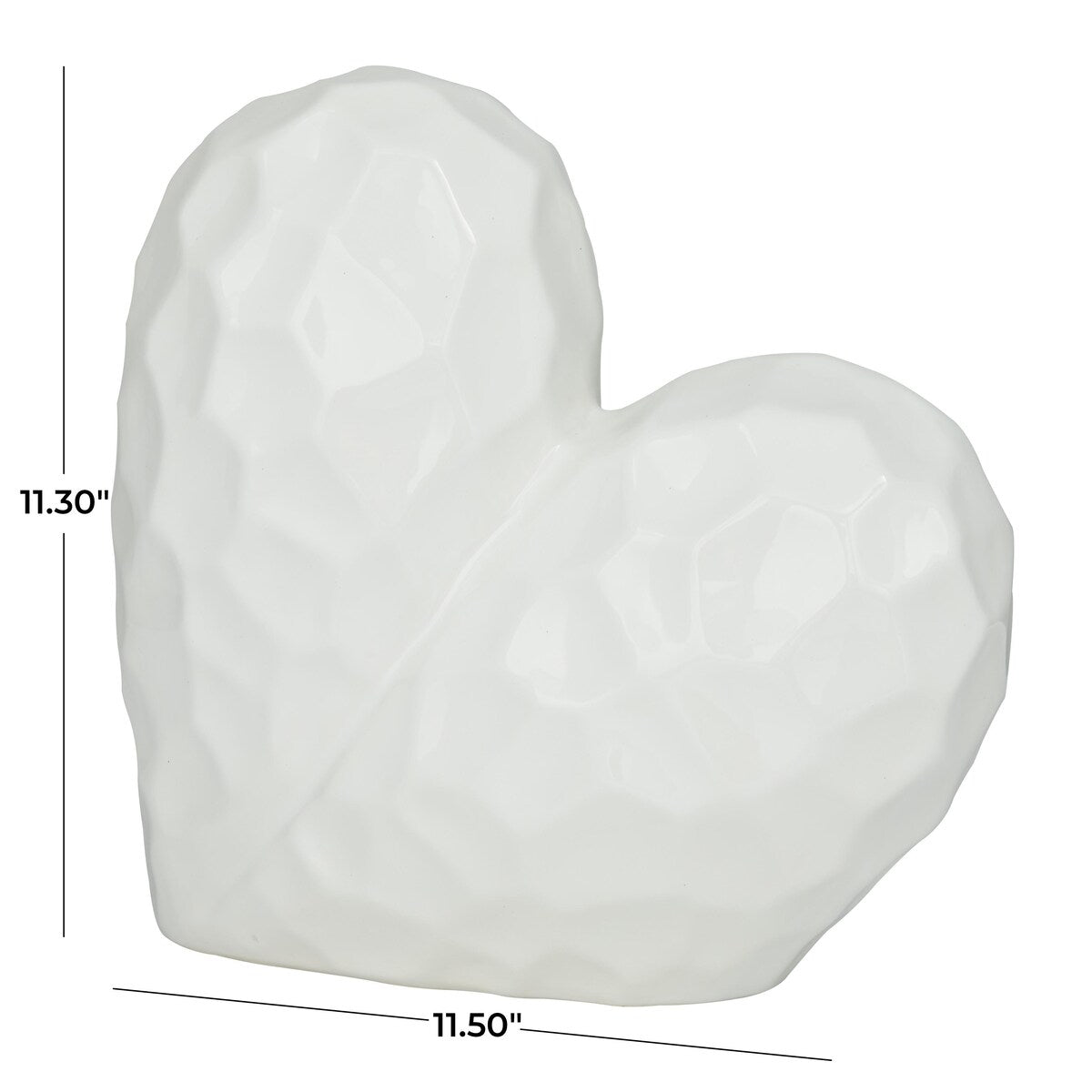 Porcelain Ceramic Heart Dimensional Angled Origami Inspired Sculpture - Gold, Silver, White or Black - Roche River Decor