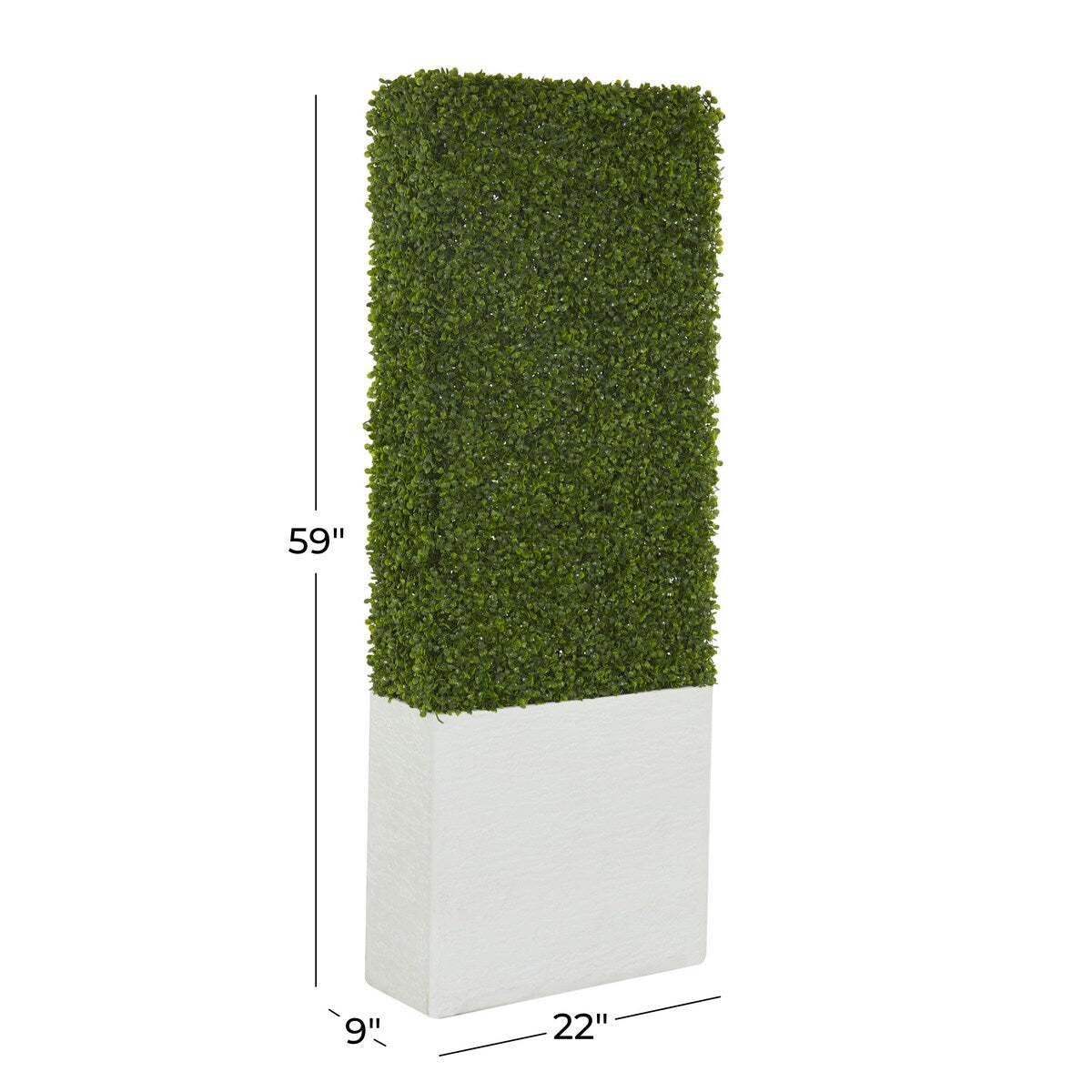 Faux Foliage Boxwood Hedge Tall Topiary with Realistic Leaves and Black or White Planter Box - Green - Roche River Decor