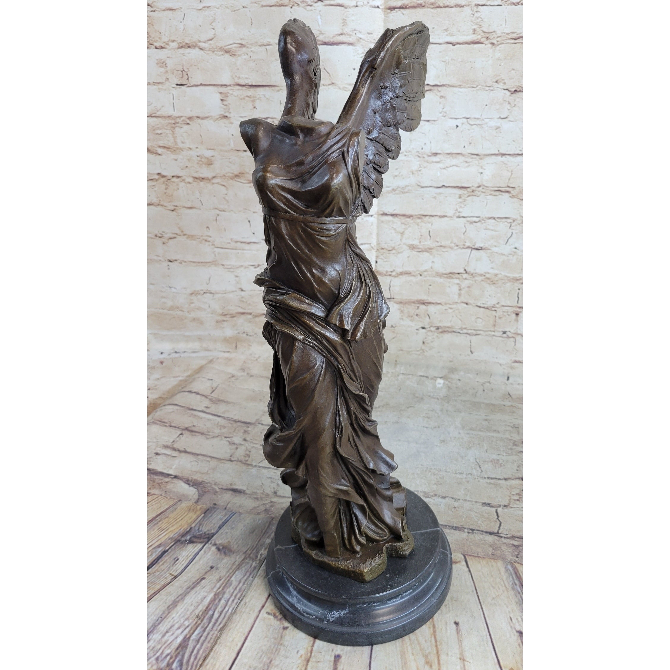 Winged Nike Samothrace Bronze Sculpture Marble Base Hot Cast Figurine Figure Art