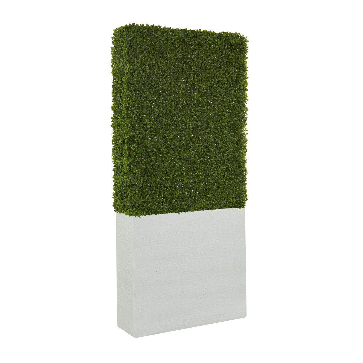 Faux Foliage Boxwood Hedge Tall Topiary with Realistic Leaves and Black or White Planter Box - Green - Roche River Decor