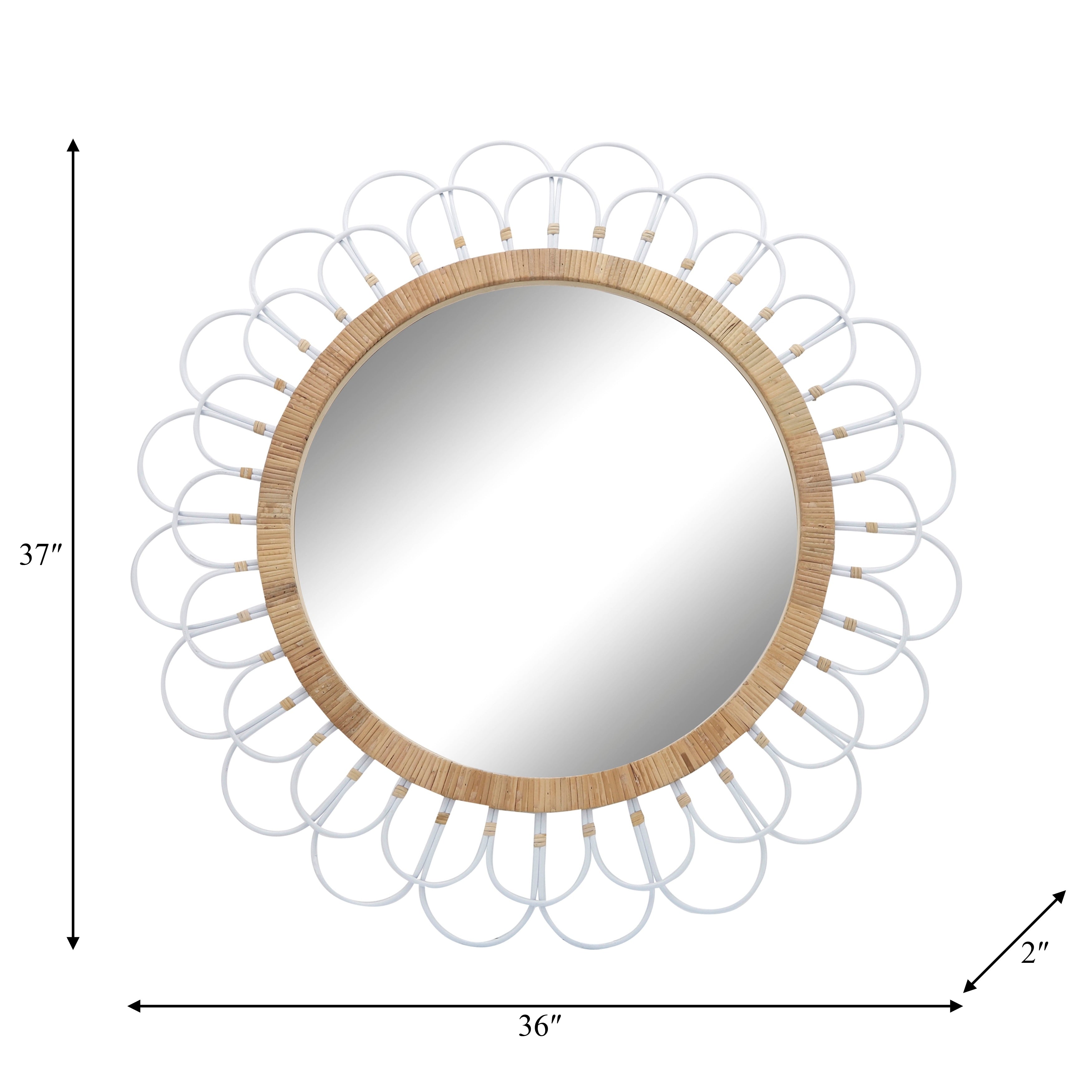 Sagebrook Home 36 Round Daisy Metal Wall Mirror, Contemporary Hanging Mirror