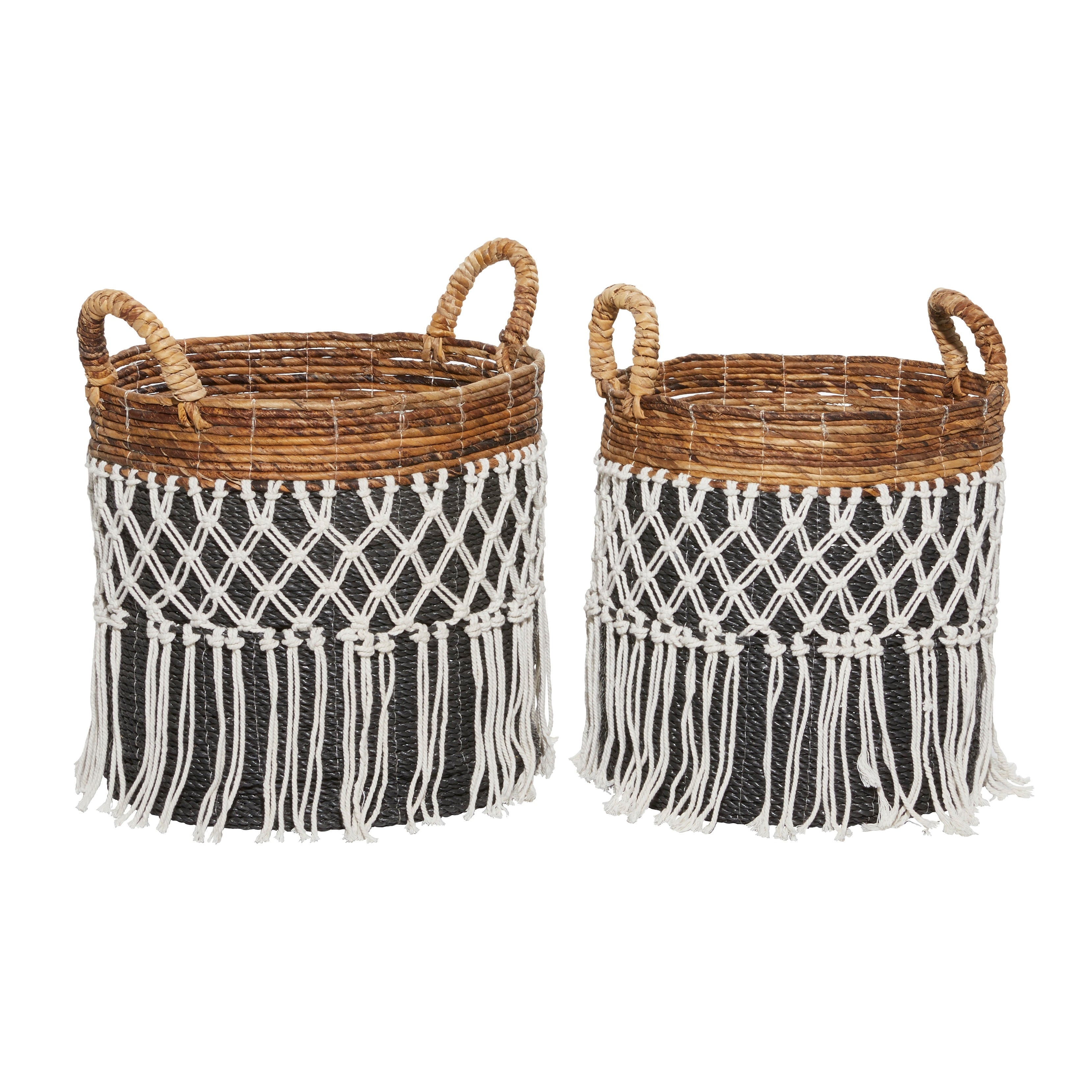 Black Banana Leaf Bohemian Storage Basket (Set of 2) - S/2 19, 18H