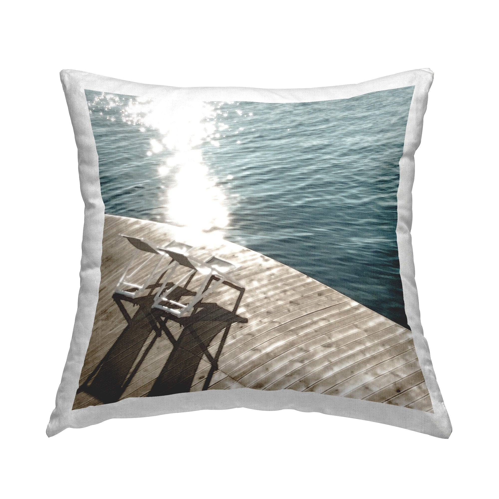 Stupell Deck Chair Shadows Decorative Printed Throw Pillow Design by Noah Bay