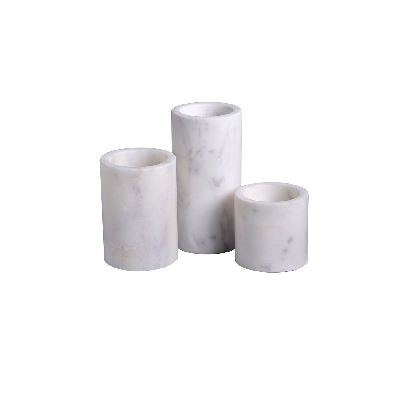 Set of 3 Marble Cylinder Pillar Votive Holders LP