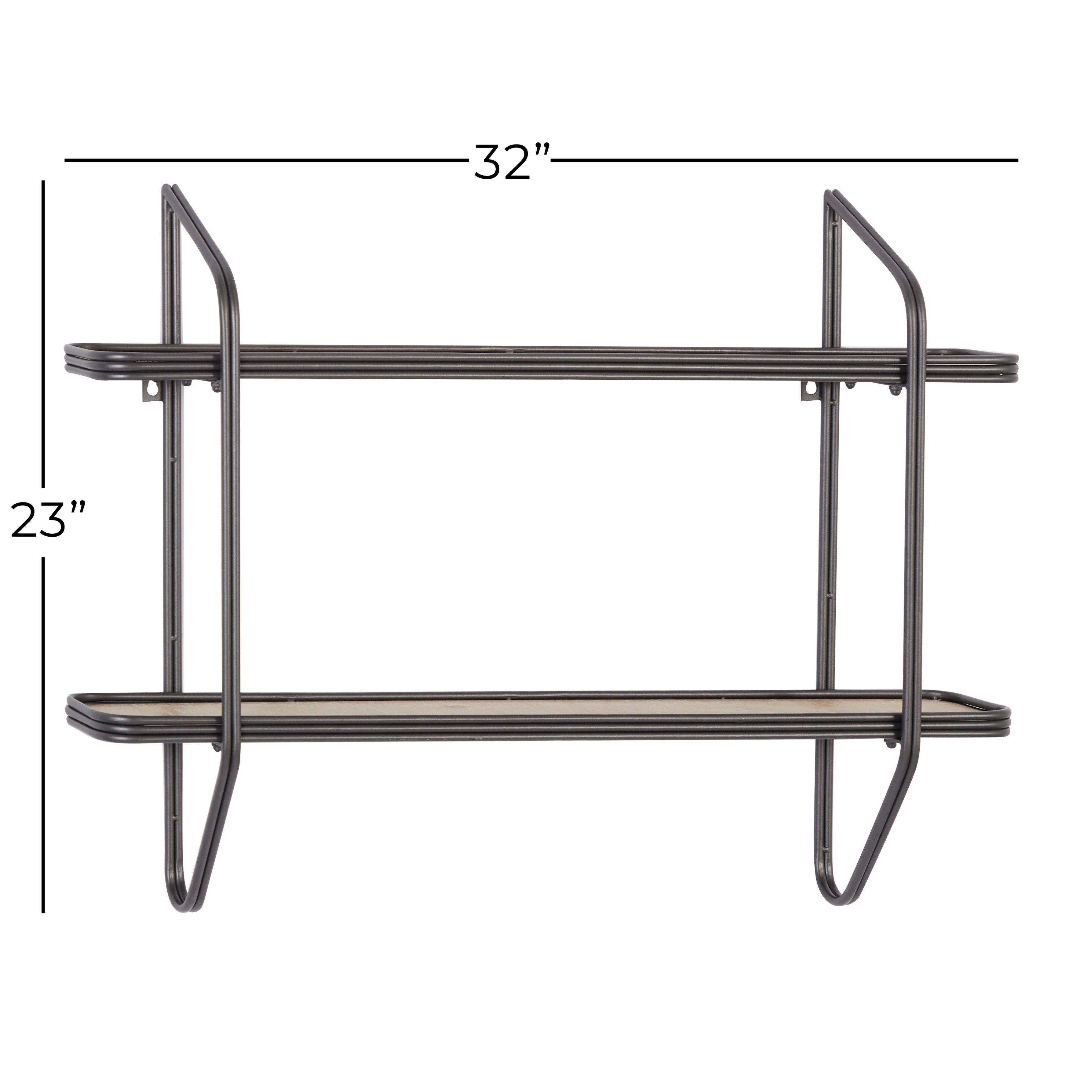 Black Metal Industrial Wall Shelf 23 x 32 x 6 - 32 x 6 x 23