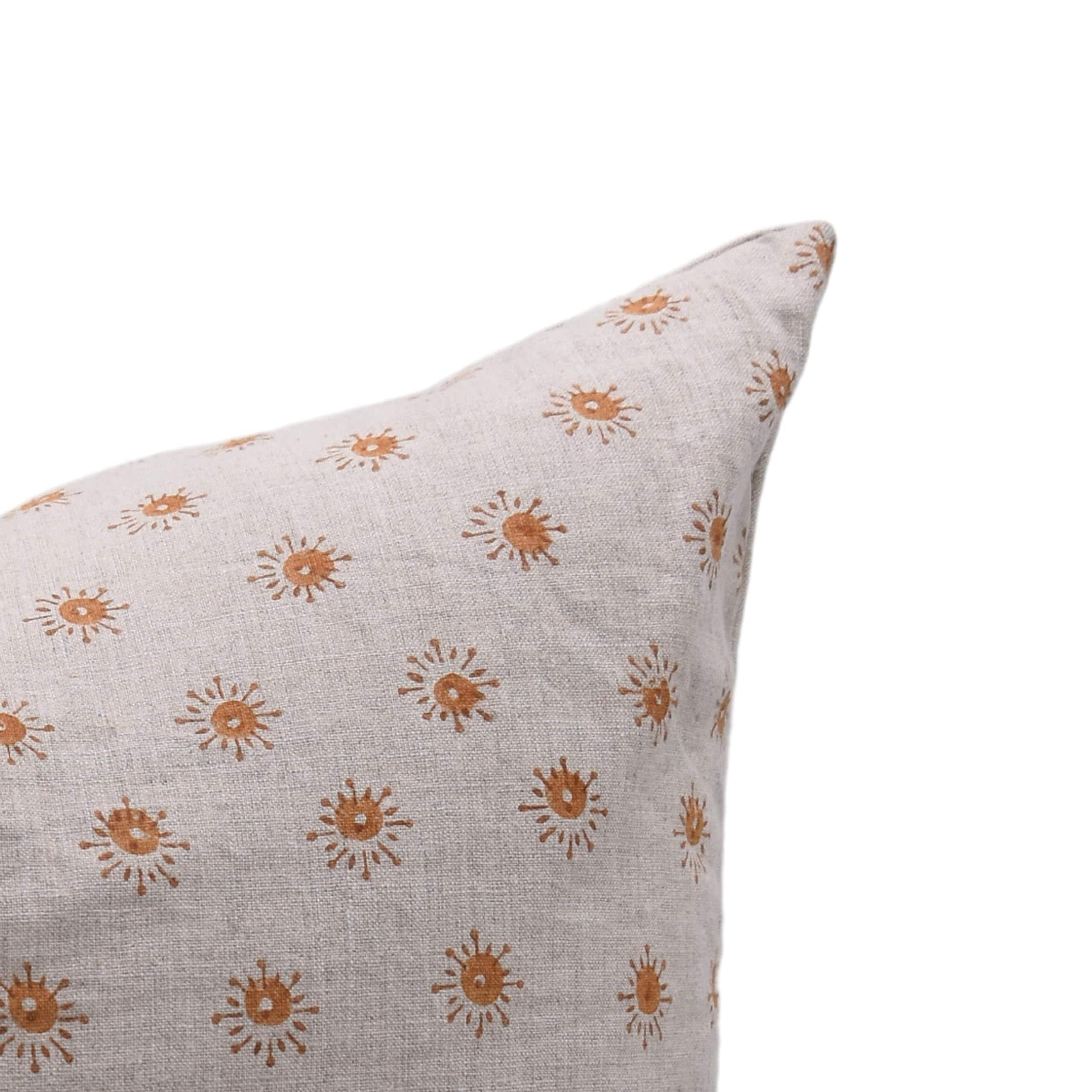 Linen Bohemian Block print pillow Cover- Happy Bloom