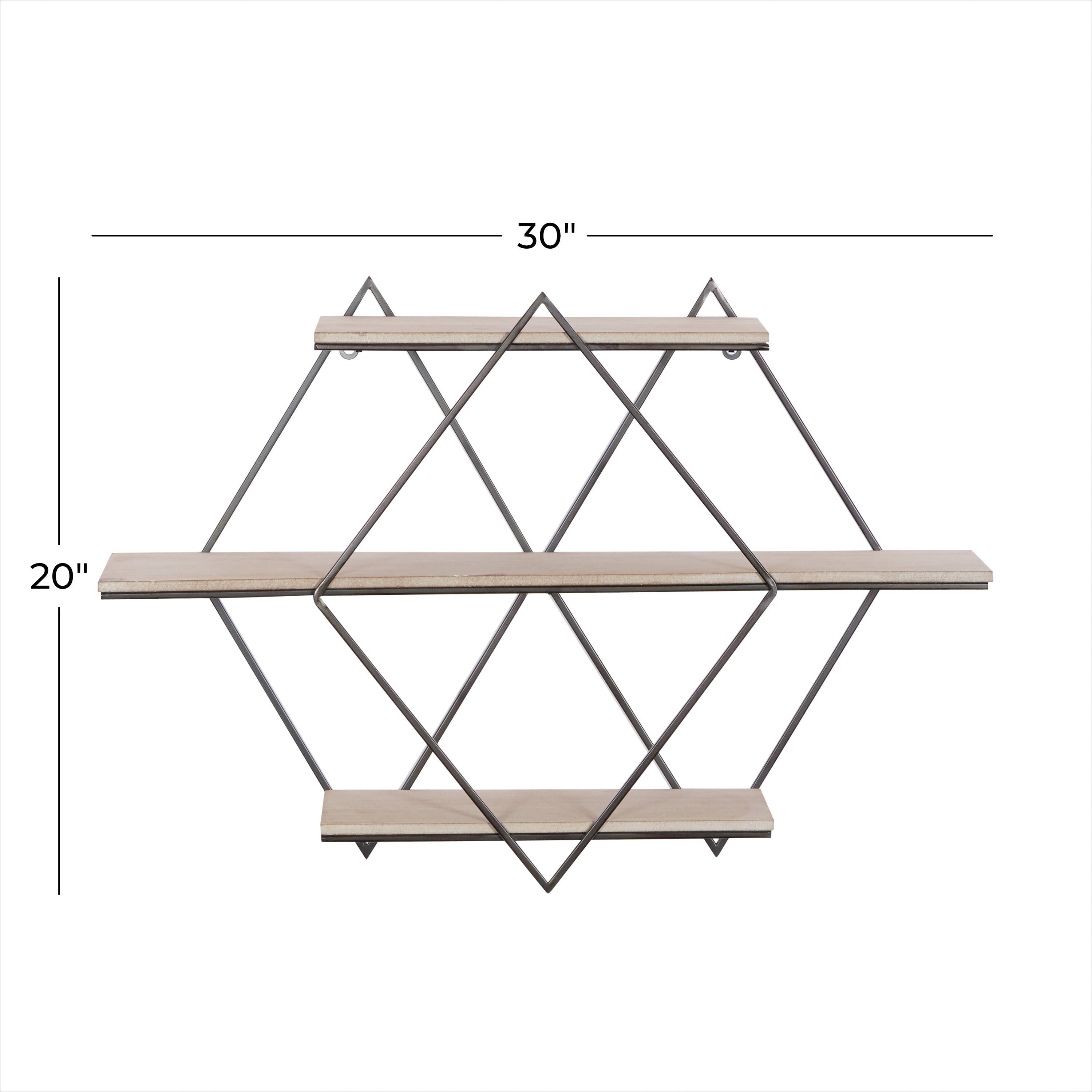 Brown MDF Contemporary Wall Shelf 20 x 30 x 7 - 30 x 7 x 20