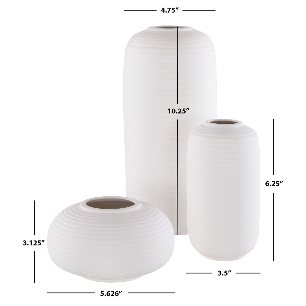 SAFAVIEH Home Sora Ceramic Vase [SET of 3] - 6Wx6Dx10H