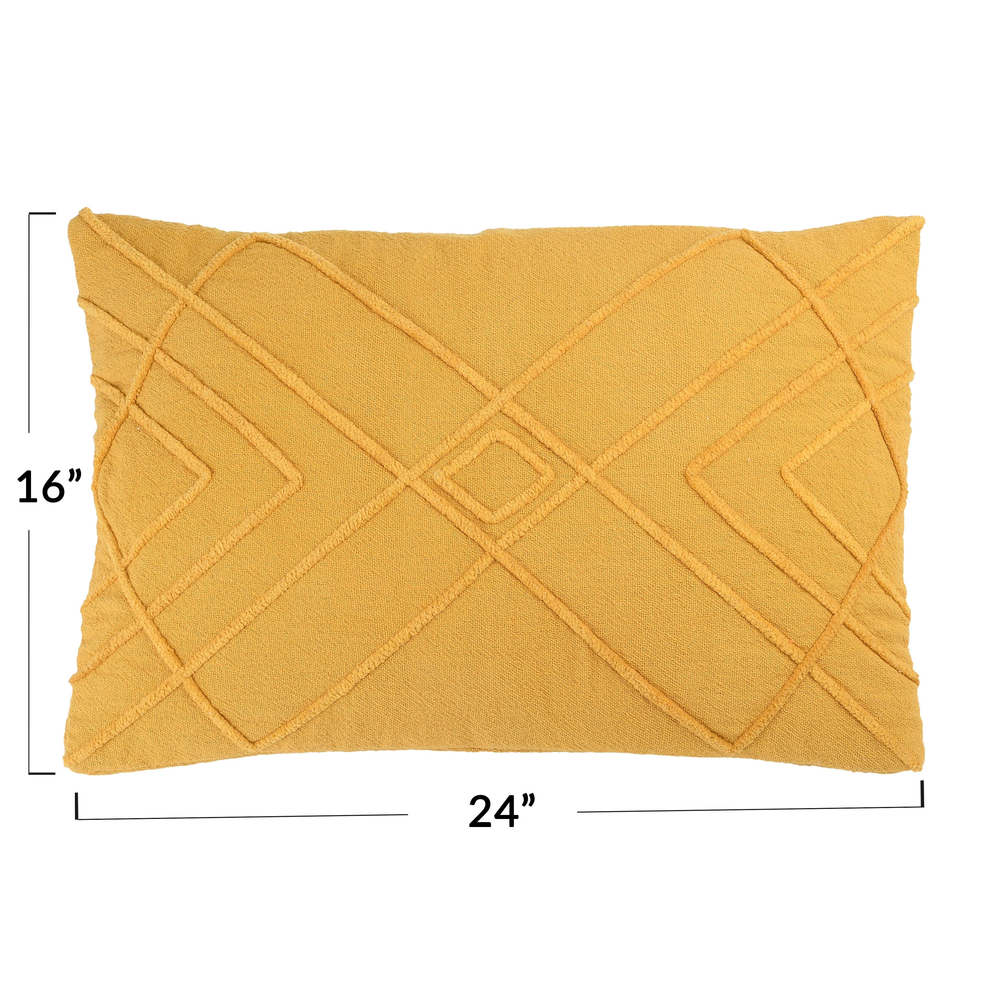 Embroidered Cotton Geometric Lumbar Pillow