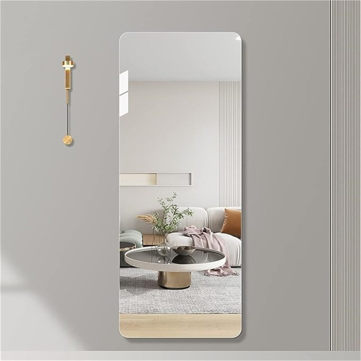 65x 24 Full Body Round Corner Mirror Wall Hanging with Hanging Hole