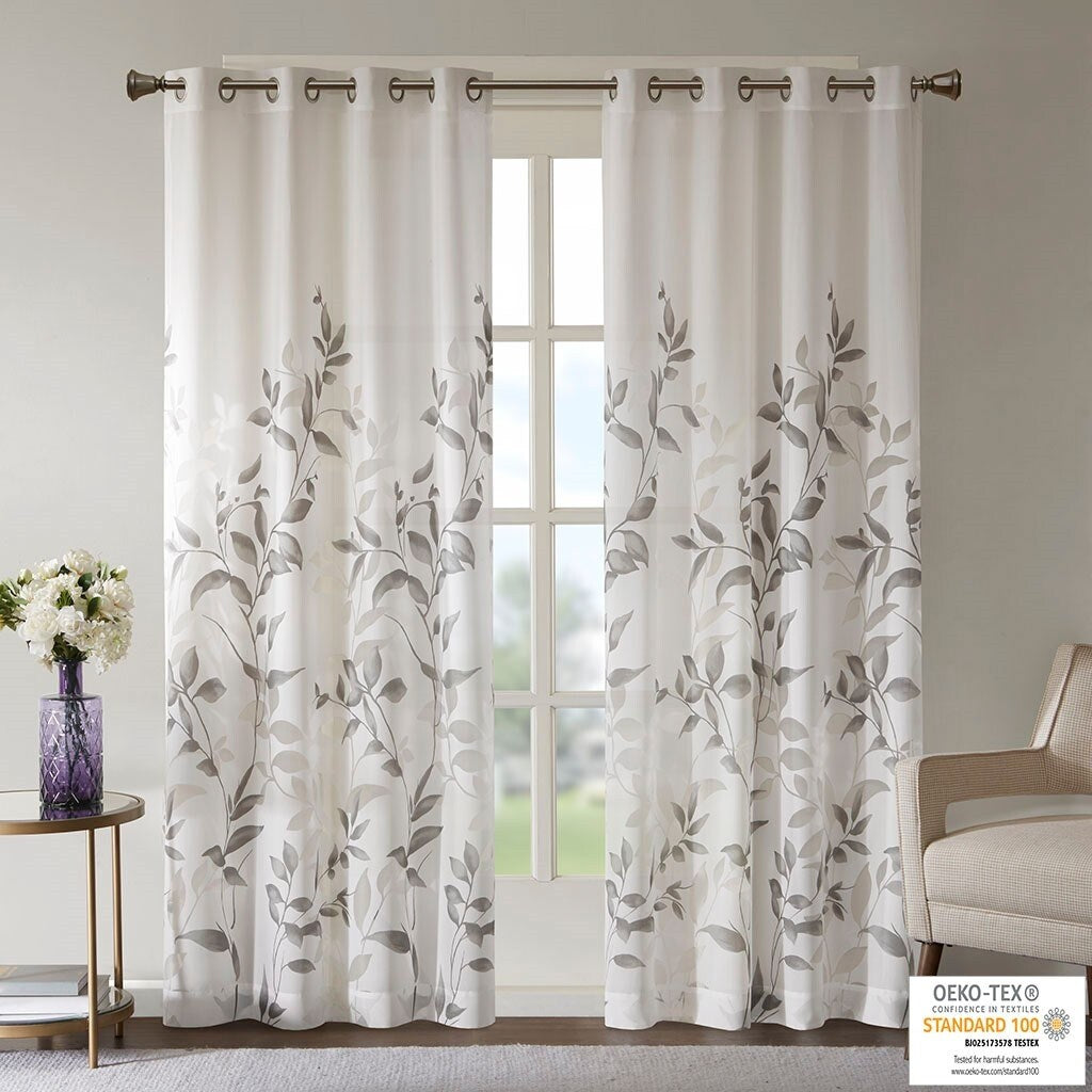 Burnout Printed Curtain Panel Pair