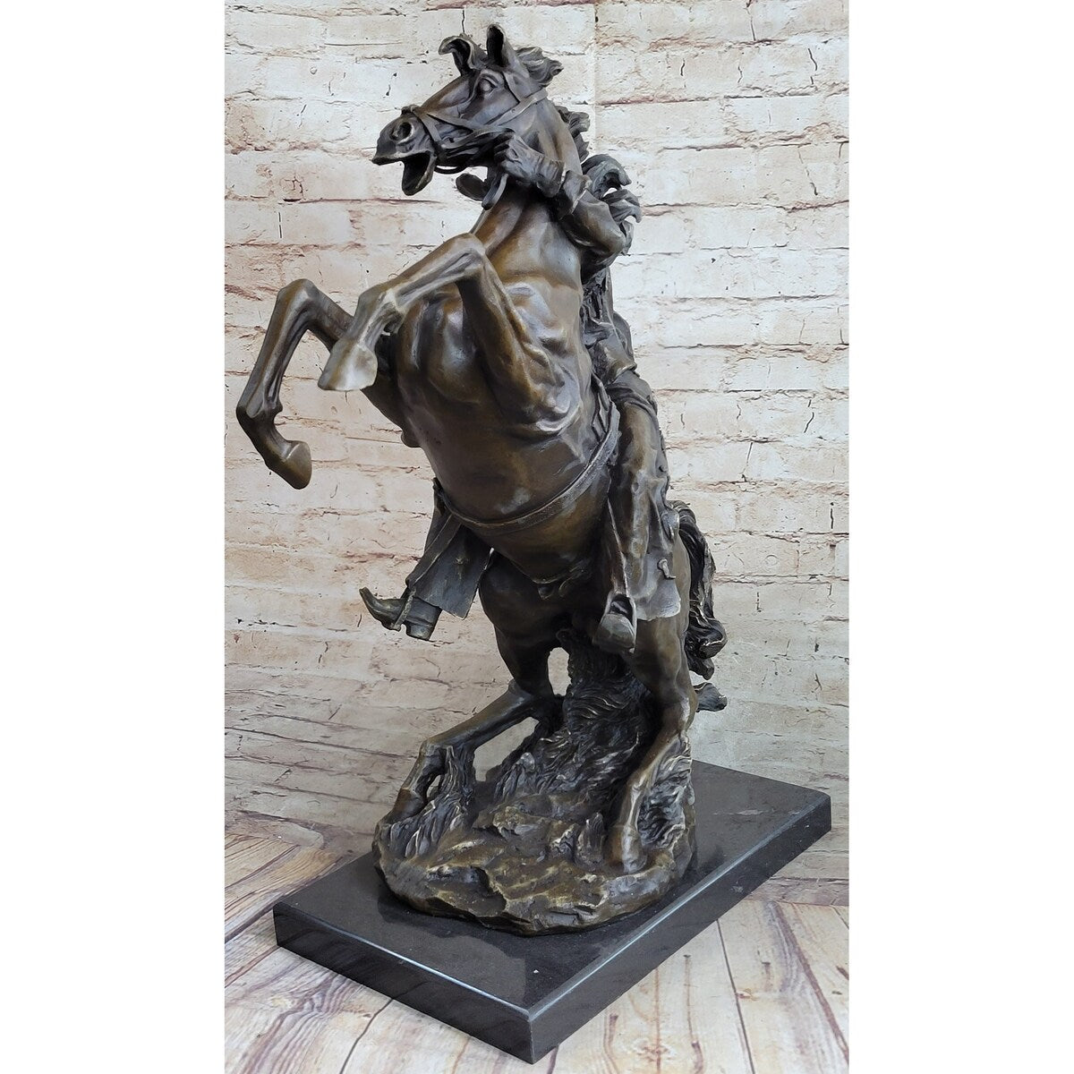 Handmade Mive Signed Real Rearing Arabian Horse Wild Bronze Sculpture Statue