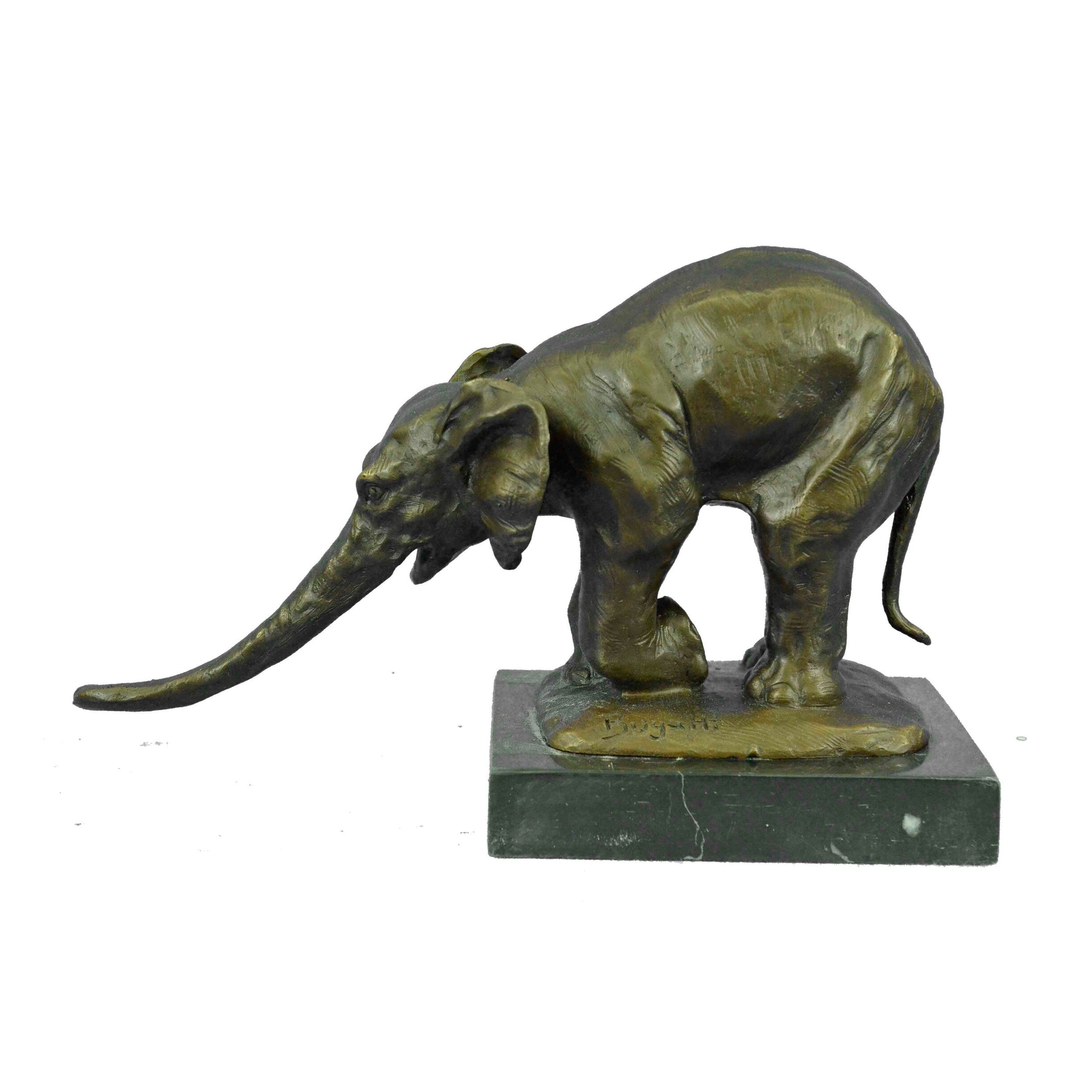 11.5 Inches European Art Bronze Sculpture Proboscidea Elephant King Of Forest Statue