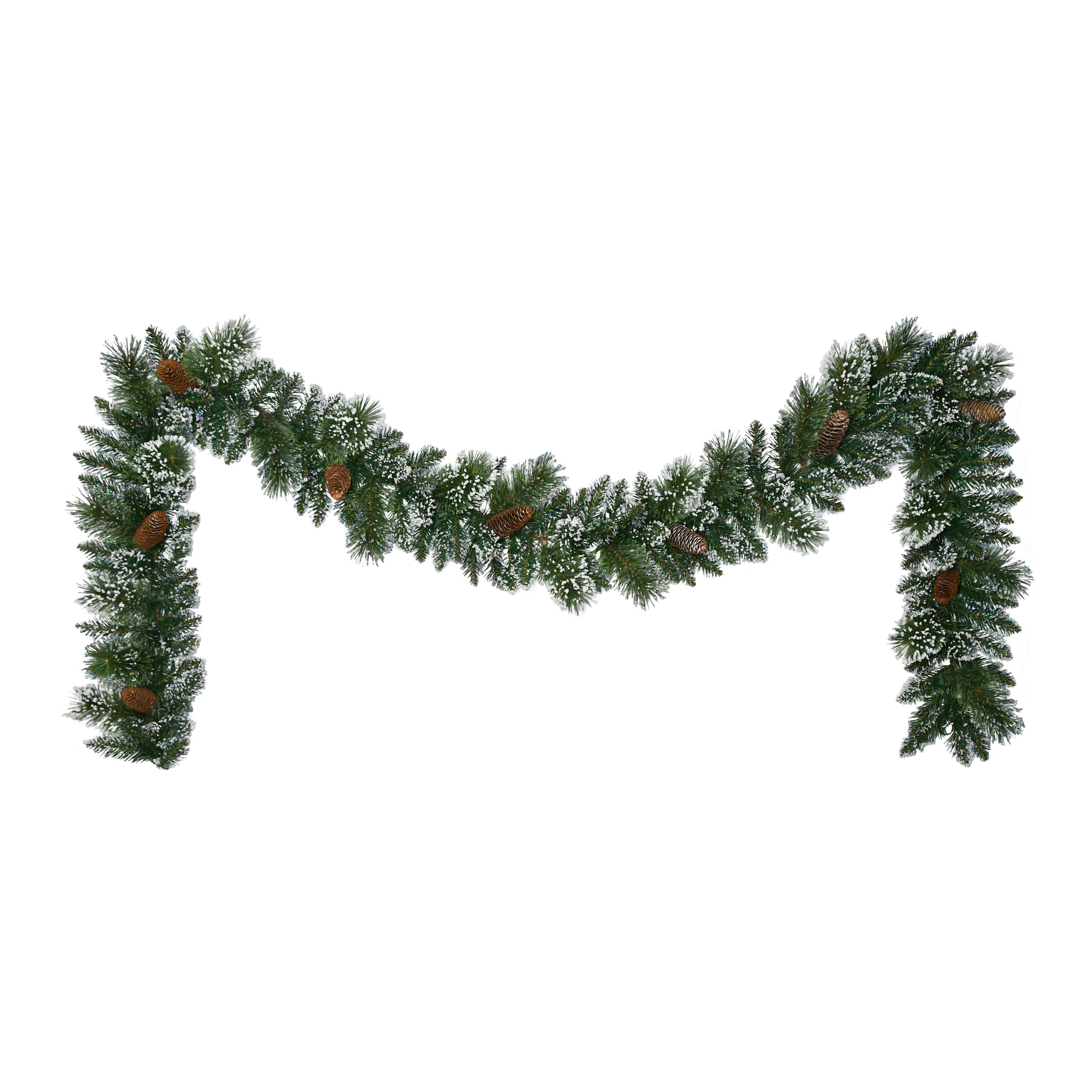 Puleo International 9 ft. x 10 in. Snowy Artificial Garland - Green