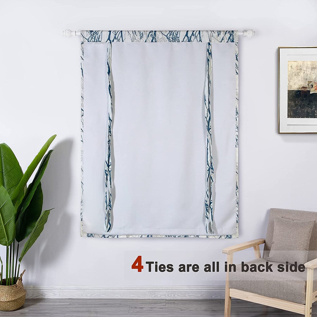 DriftAway Tree Branch Linen Blend Blackout Tie Up Curtain