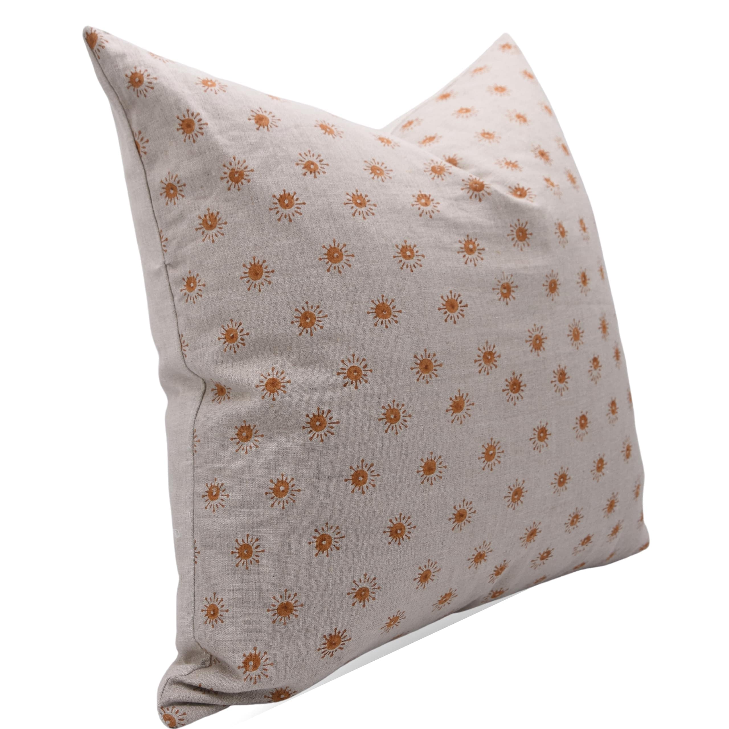 Linen Bohemian Block print pillow Cover- Happy Bloom