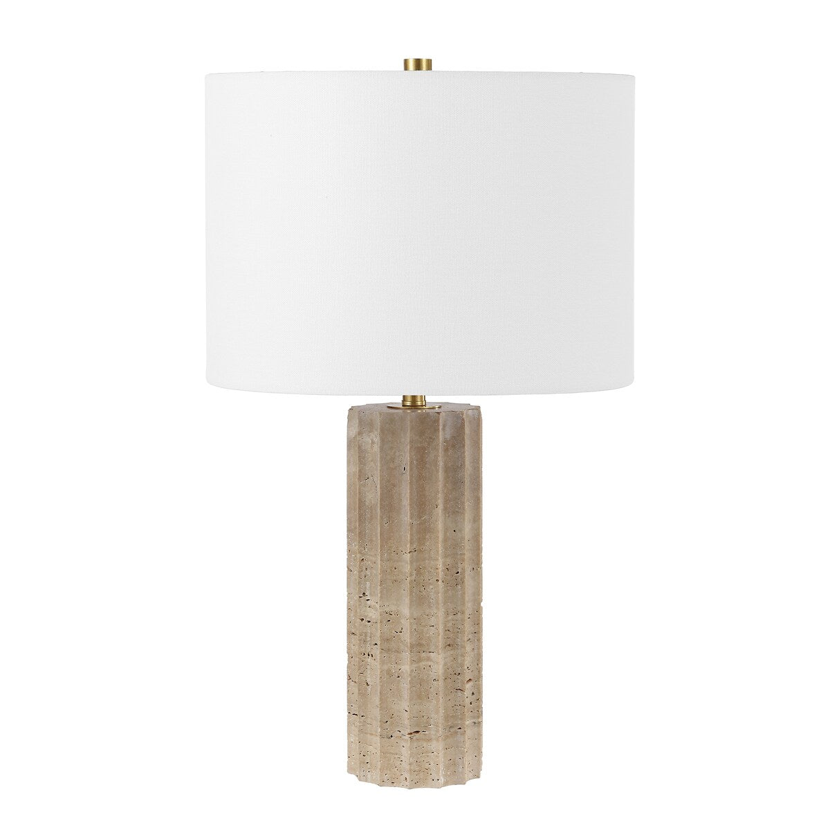 SAFAVIEH Lighting Annedorle Travertine 24-inch Table Lamp (LED Bulb Included) - 14 In. W x 14 In. D x 23.5 In. H - 14Wx14Dx24H