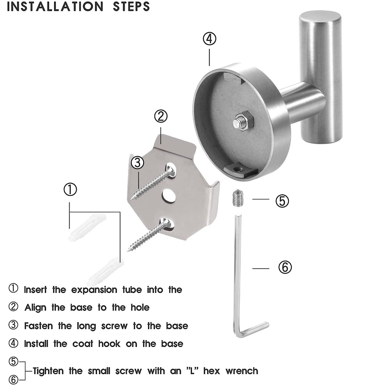 Bathroom Robe Hook Round Towel Hook in 304 Stainless Steel