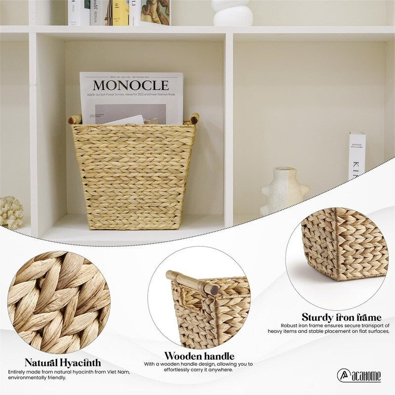 Wicker Waste Basket - 13 x 7.5 x 12.25