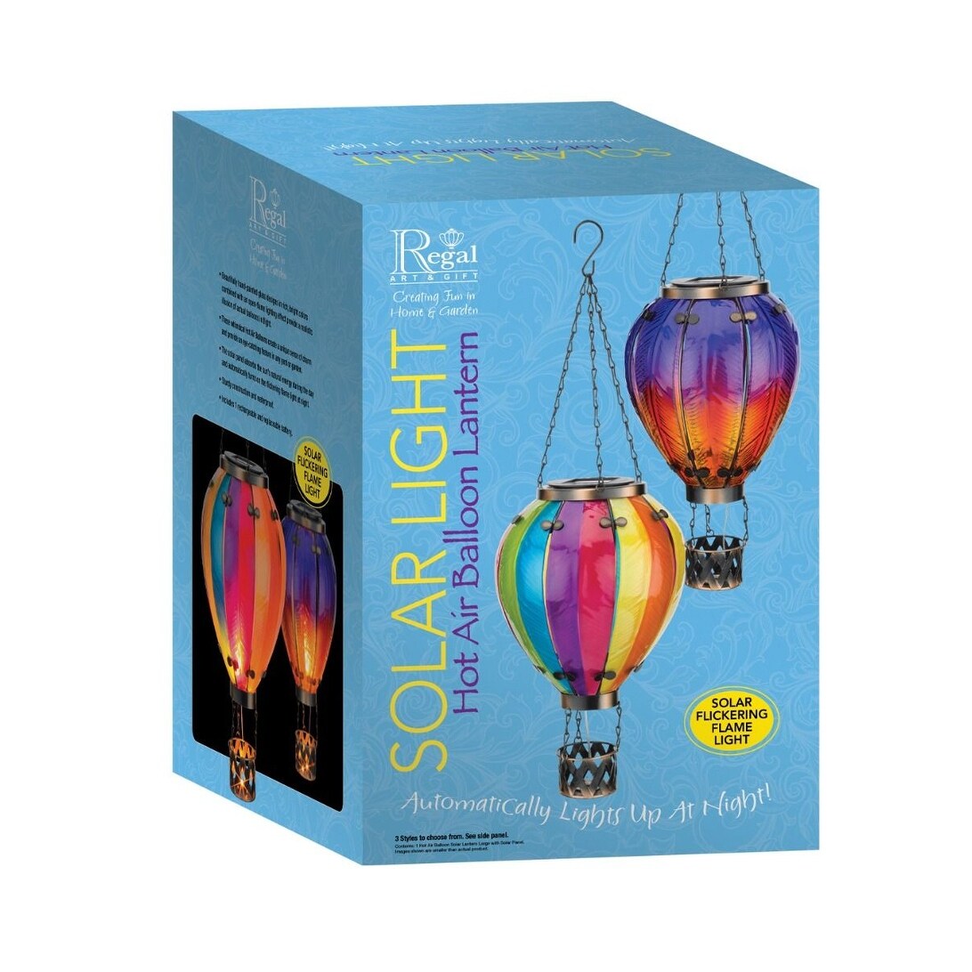 Hot Air Balloon Solar Lantern LG - Rainbow - 7.5''x7.5''x23.5''