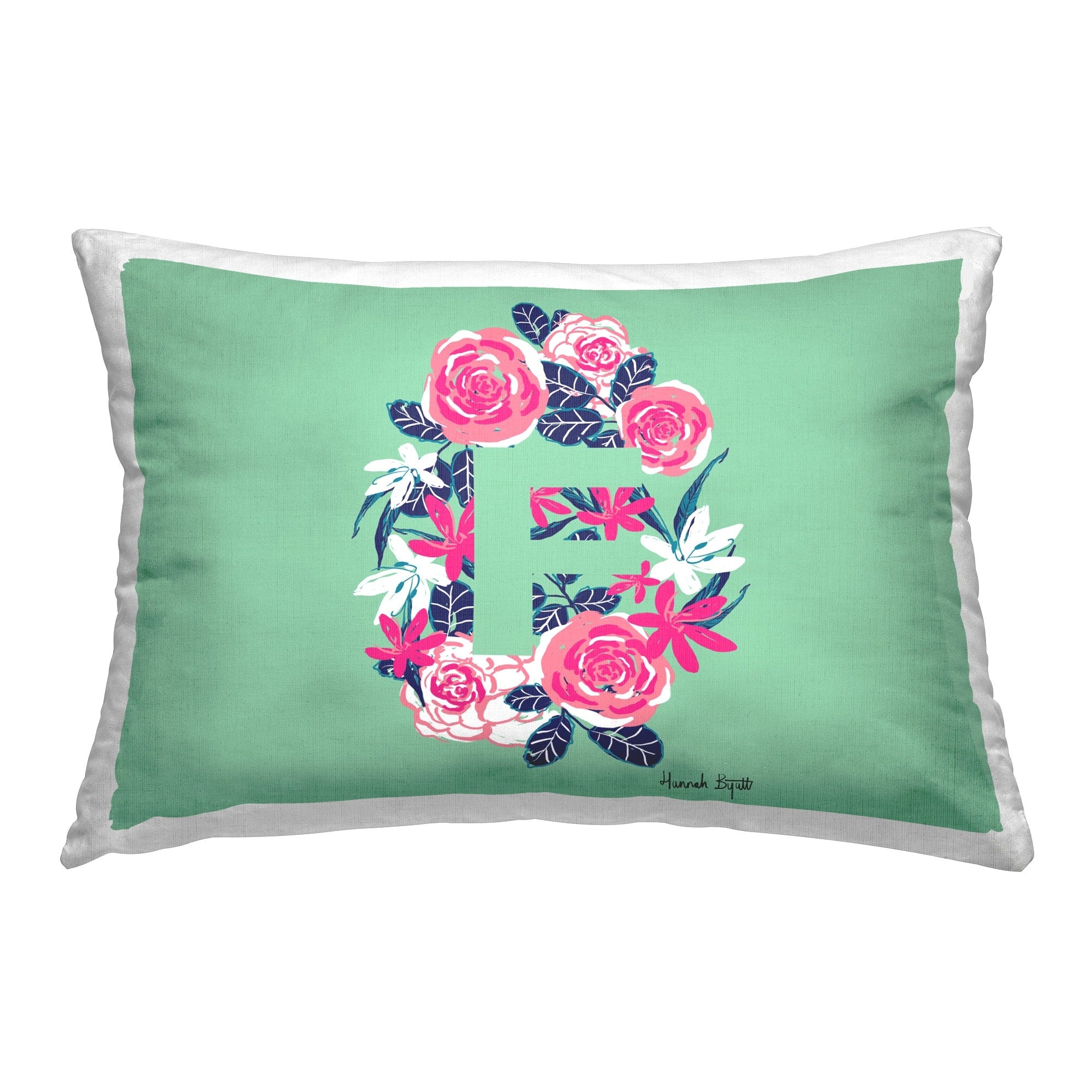 Stupell Floral Initial Letter F Decorative Printed Throw Pillow Design by Hannah Louise Byatt