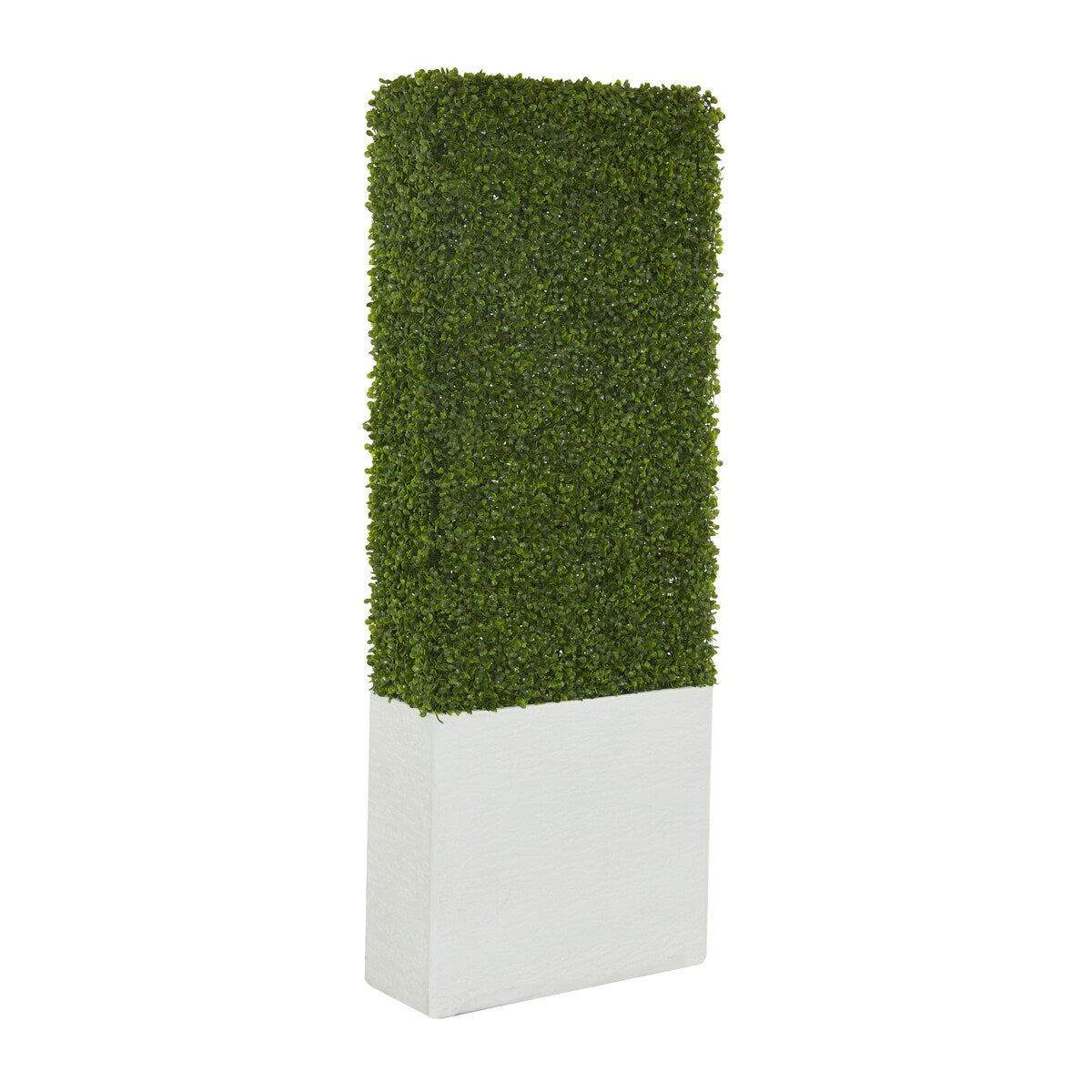 Faux Foliage Boxwood Hedge Tall Topiary with Realistic Leaves and Black or White Planter Box - Green - Roche River Decor