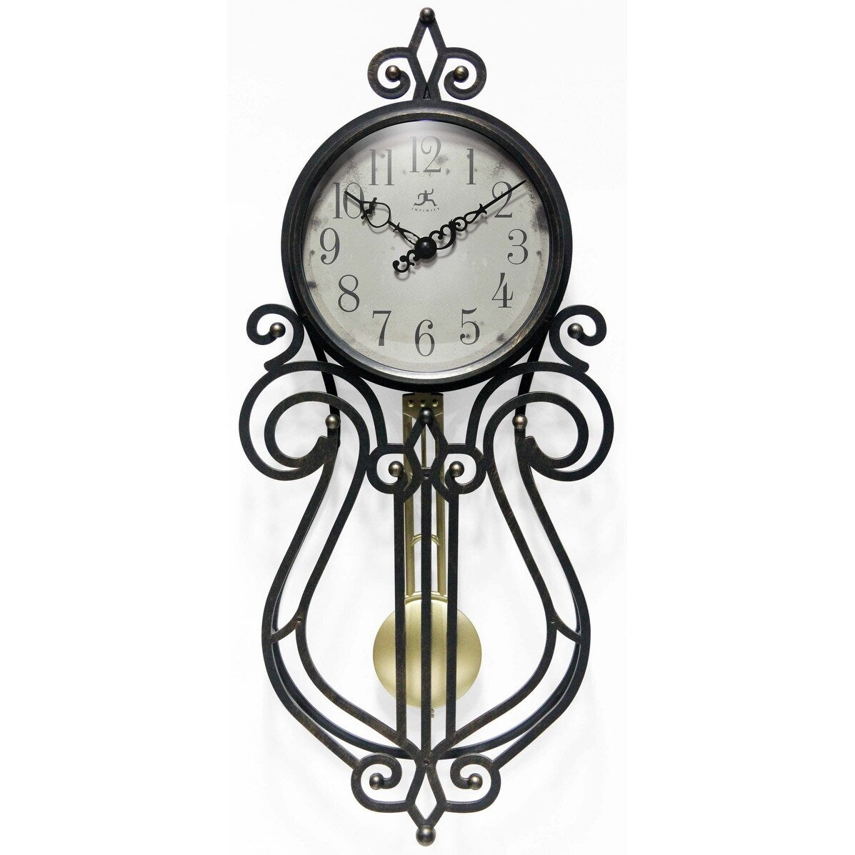 Pendulum 20 inch Wall Clock Wrought Iron Antique Style Traditional - 20 x 2.5 x 9