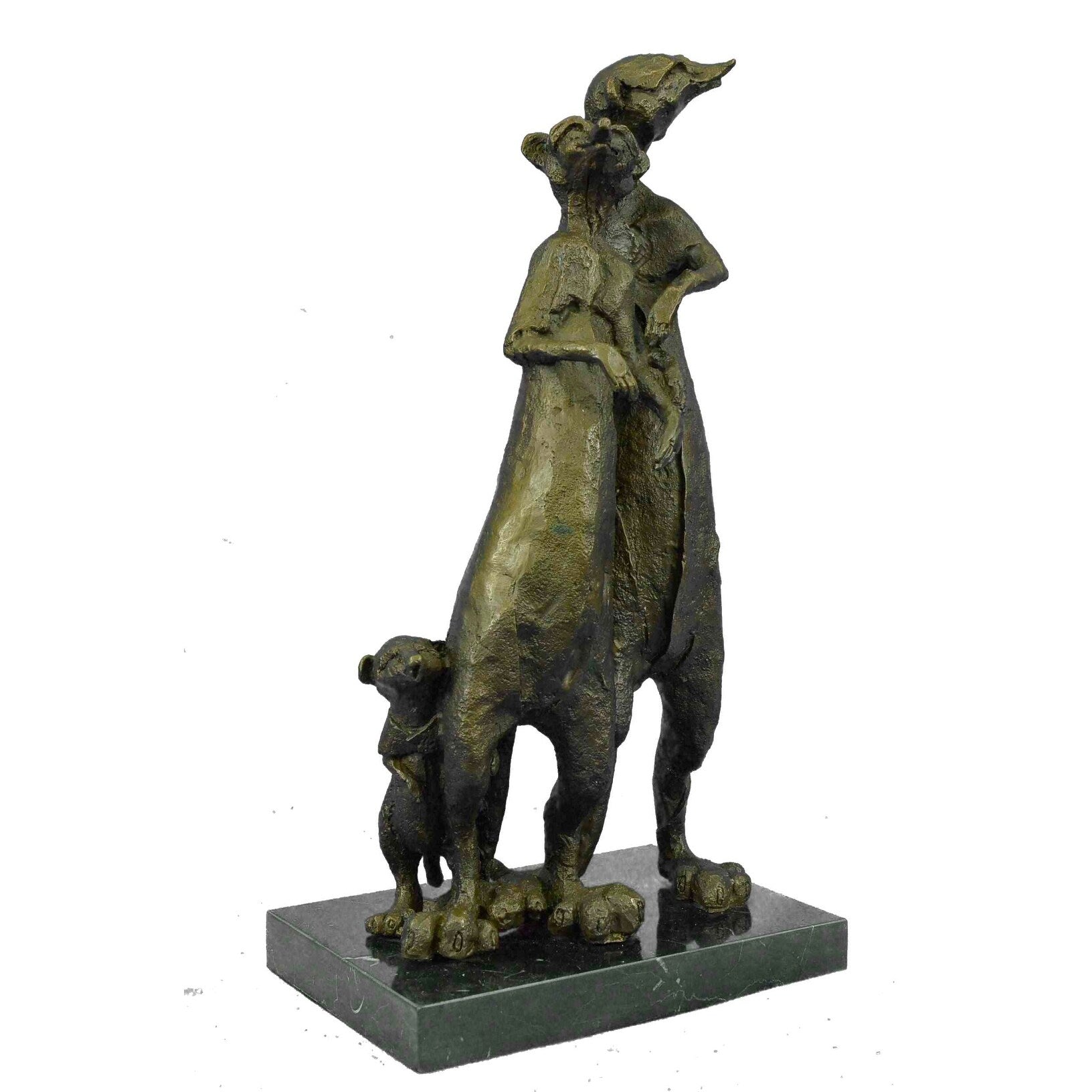 Happy Meerkat Family Bronze Sculpture Hot Cast Marble Base Figurine Figure